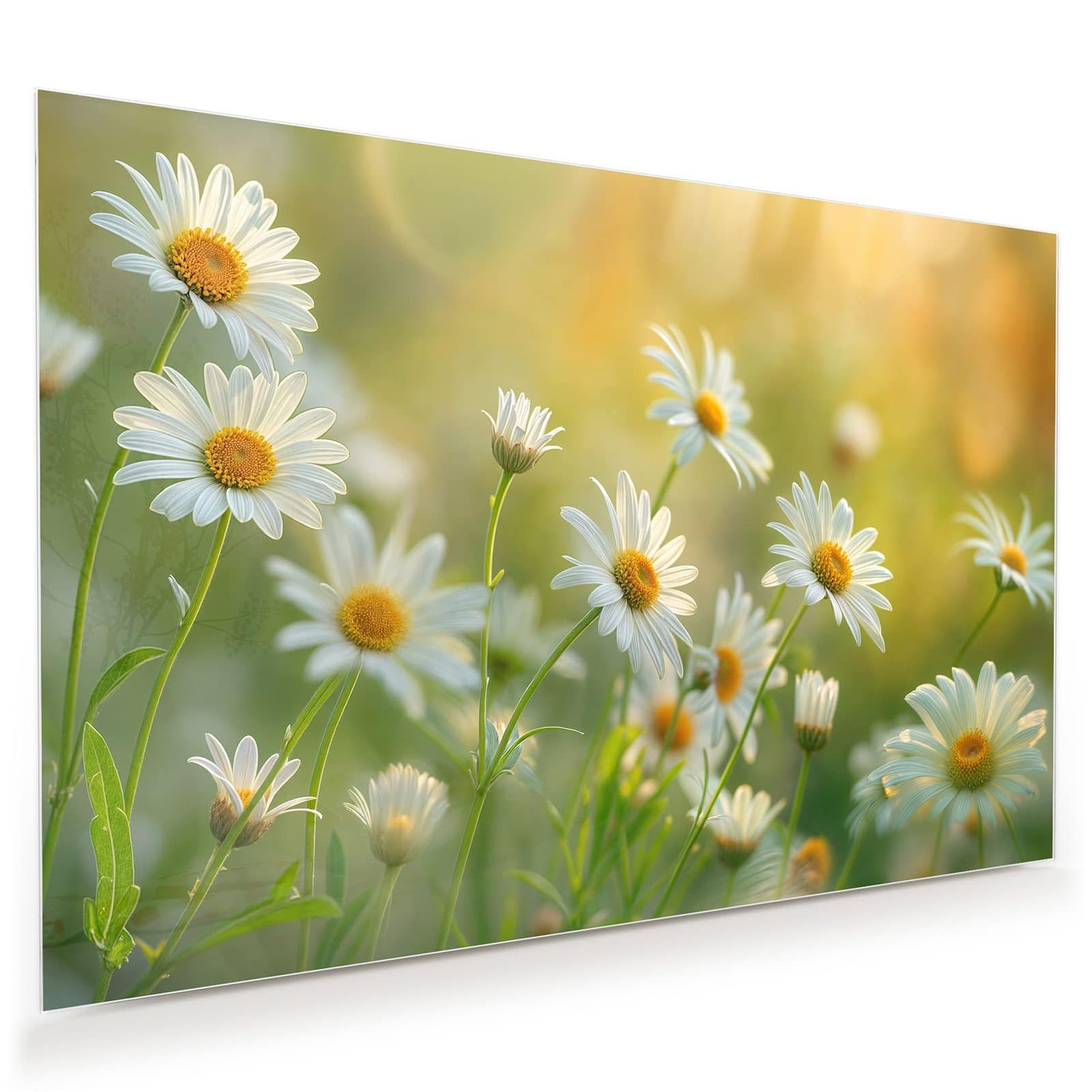 Primedeco Glasbild Wandbild Blühende Gänseblümchen mit Aufhängung, Blumen & günstig online kaufen