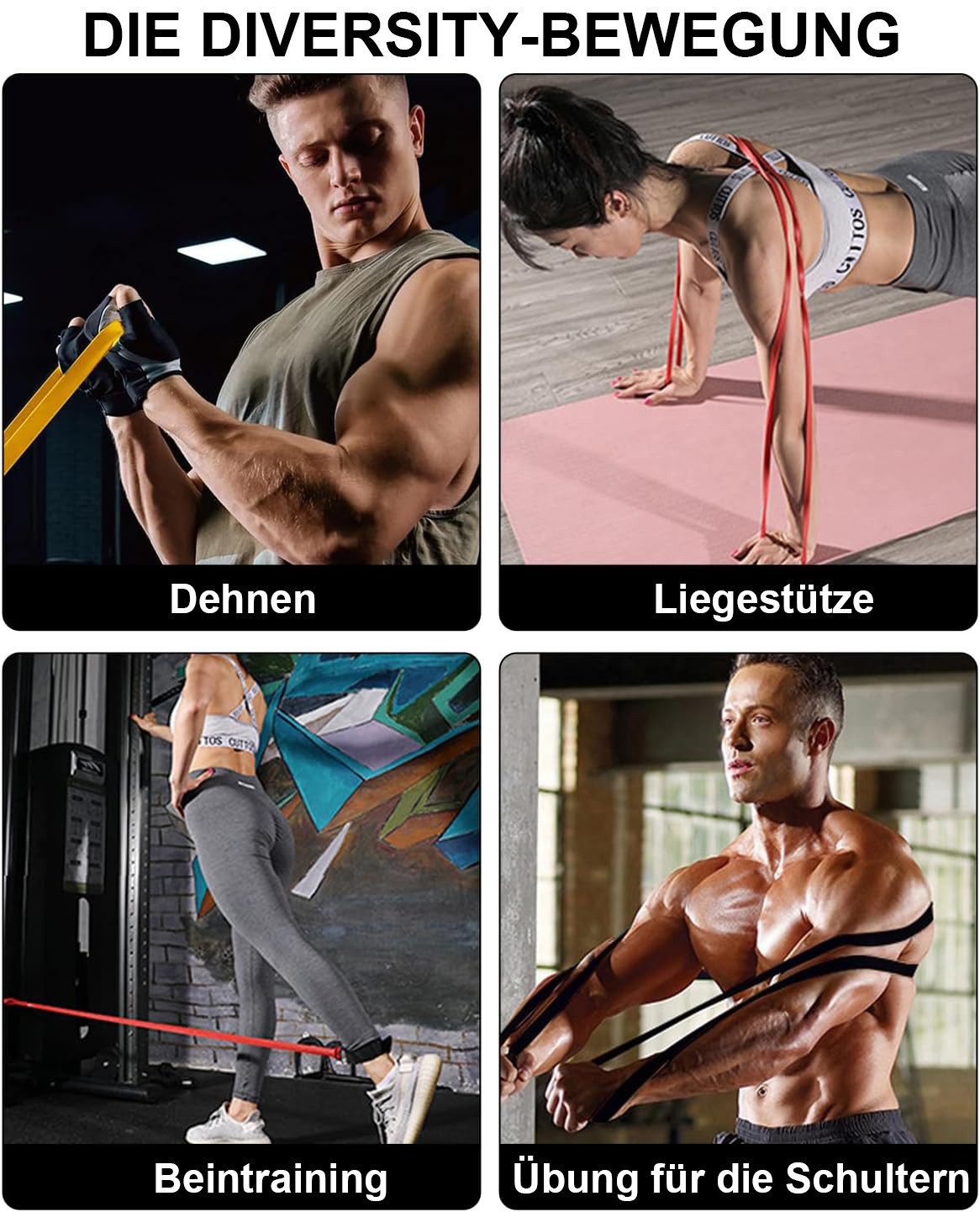 SinLaw Trainingsband 4 Widerstandsübungsbänder, Krafttraining Pilates Widerstandsbänder
