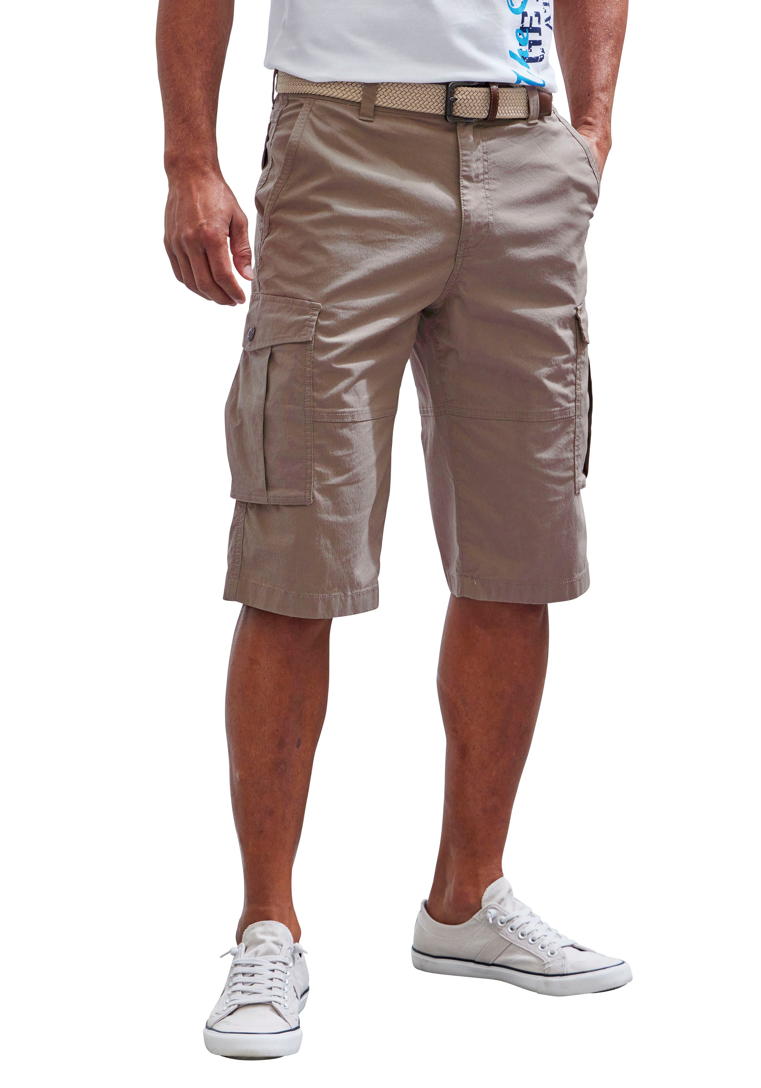 John Devin Cargobermudas aus elastischer Baumwollmischung mit Seitentaschen, 3/4 Shorts