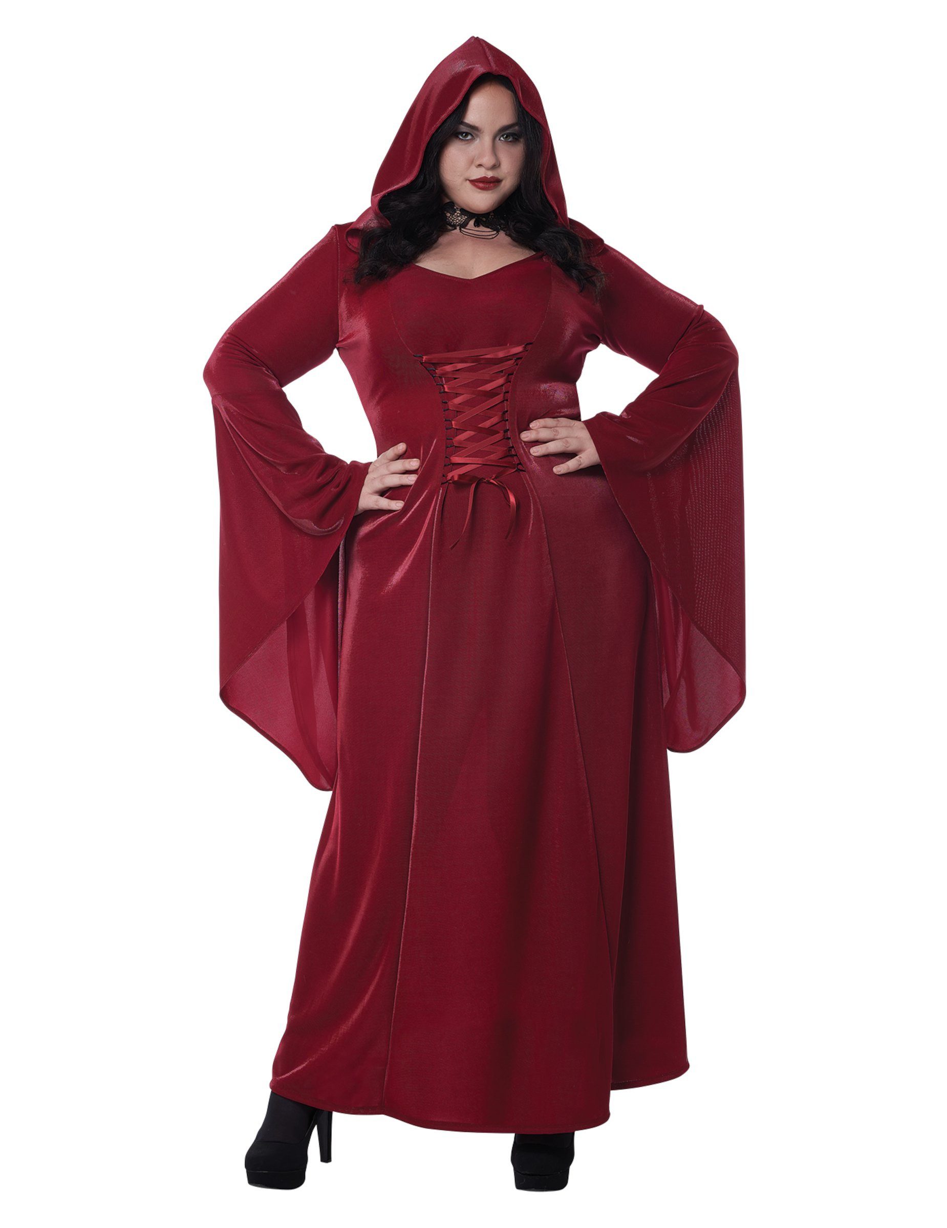 California Costumes Monster-Kostüm Plus Size Gothic-Kostüm für Damen mit Schnürung Halloween rot