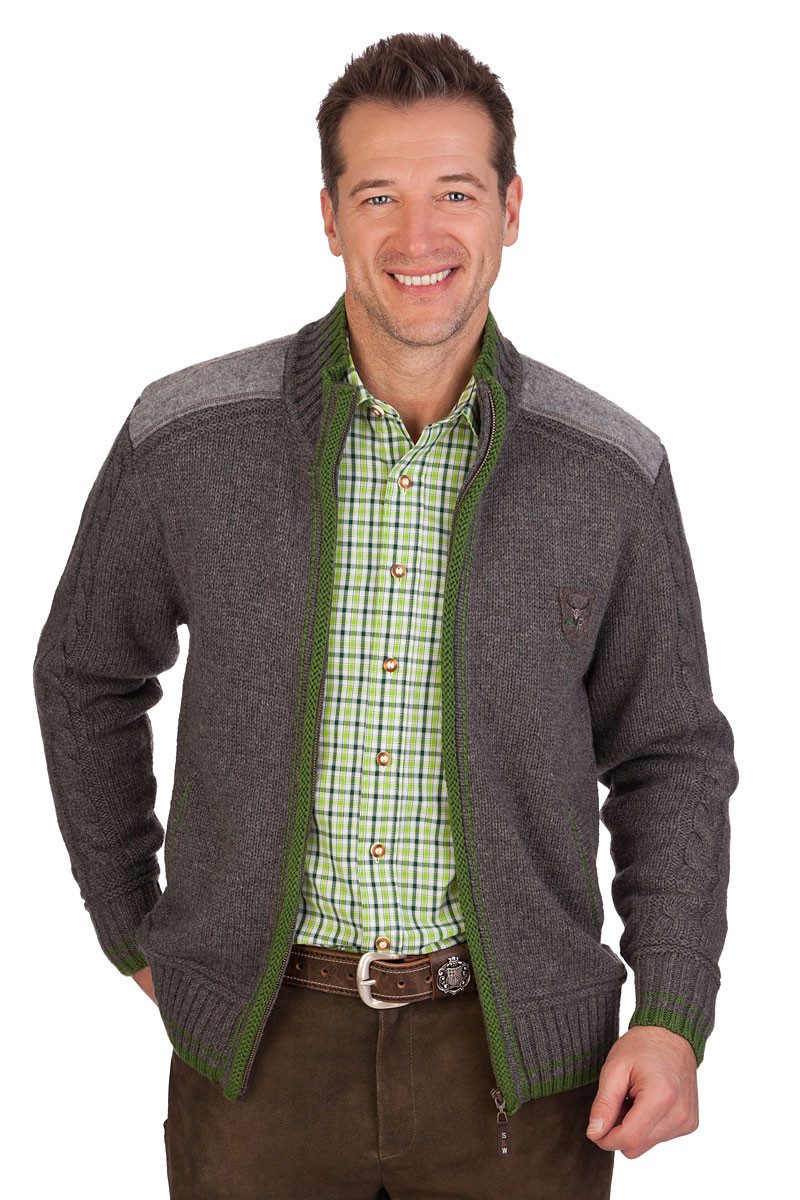 Trachtenstrickjacke Strickjacke Herren - NETZBACH - Meisterschaftsjacke - grün, schwarzme