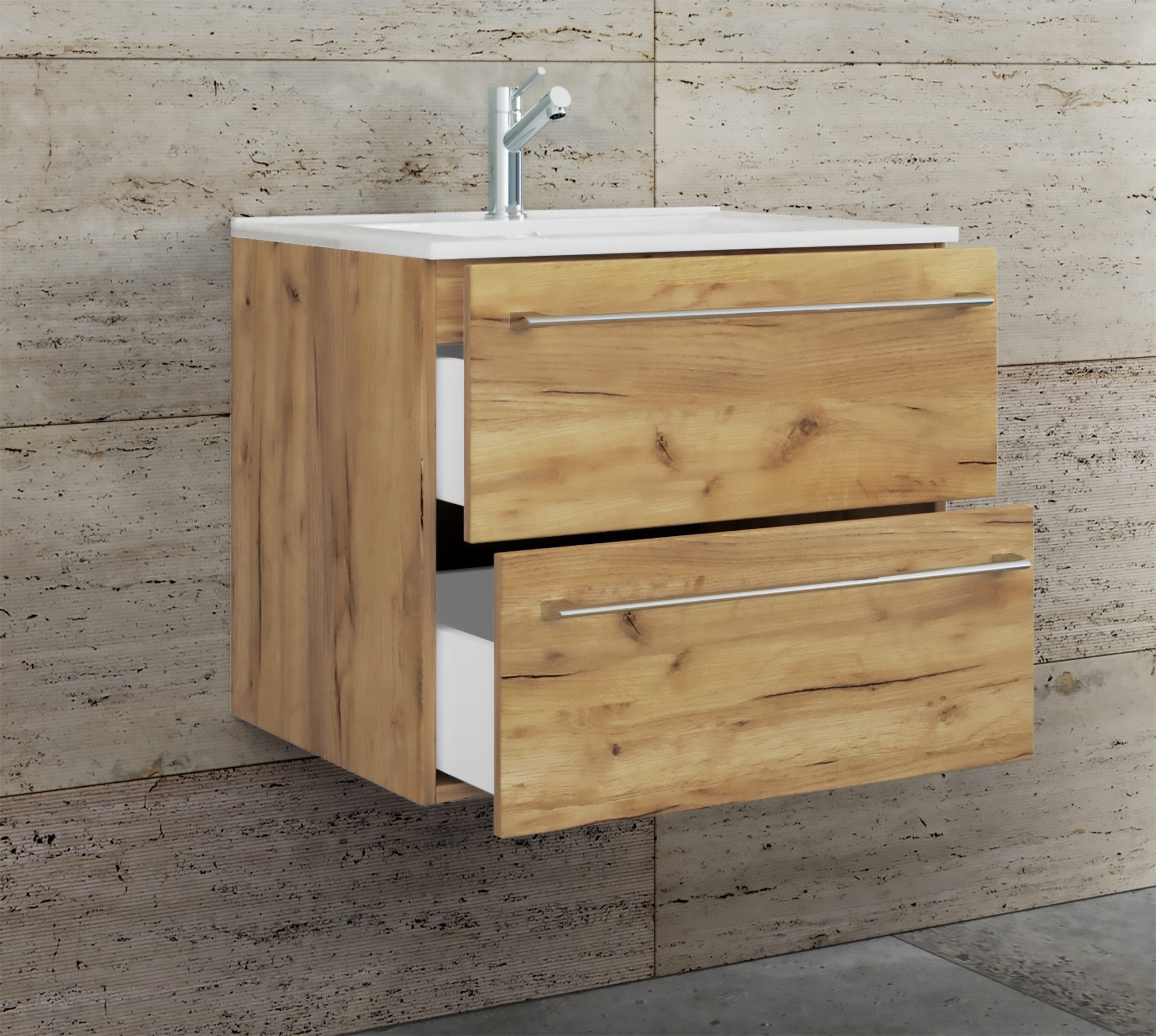 VCM Waschtisch 2 teilig Badmöbel-Set Waschplatz Badinos (Set, 2-St., 1x Unterschrank 1x Waschbecken)