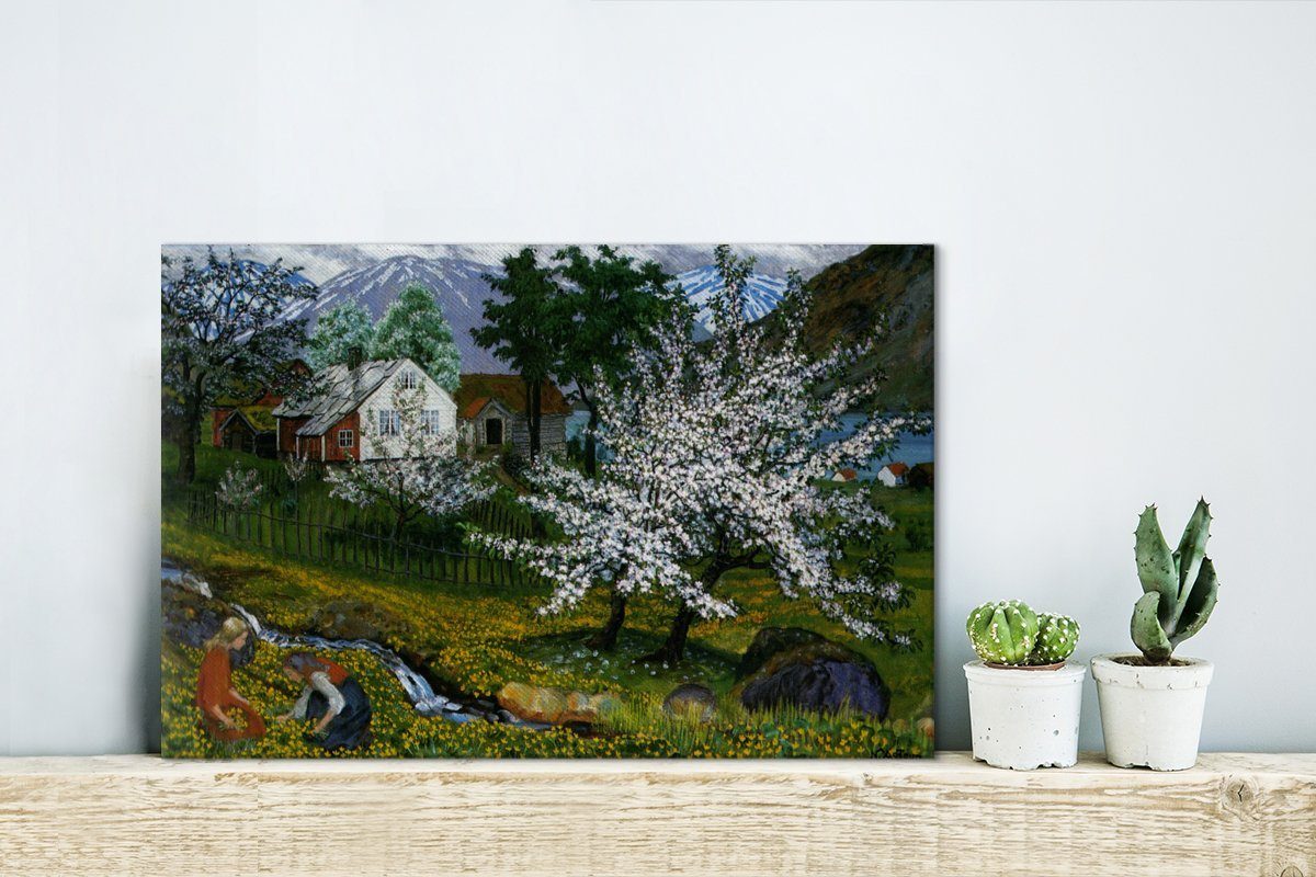 OneMillionCanvasses® Leinwandbild Blühende Gemälde 30x20 Leinwandbilder, Apfelbäume (1 Nikolai Wandbild St), Aufhängefertig, Astrup, von cm - Wanddeko