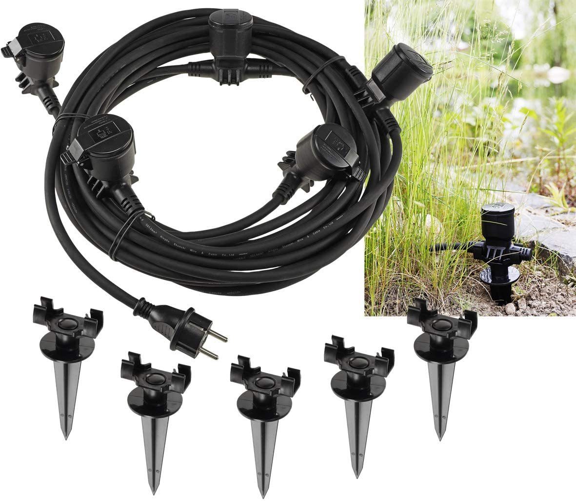 ChiliTec Gartensteckdose Verlängerungskabel 15m für Aussen IP44 5fach