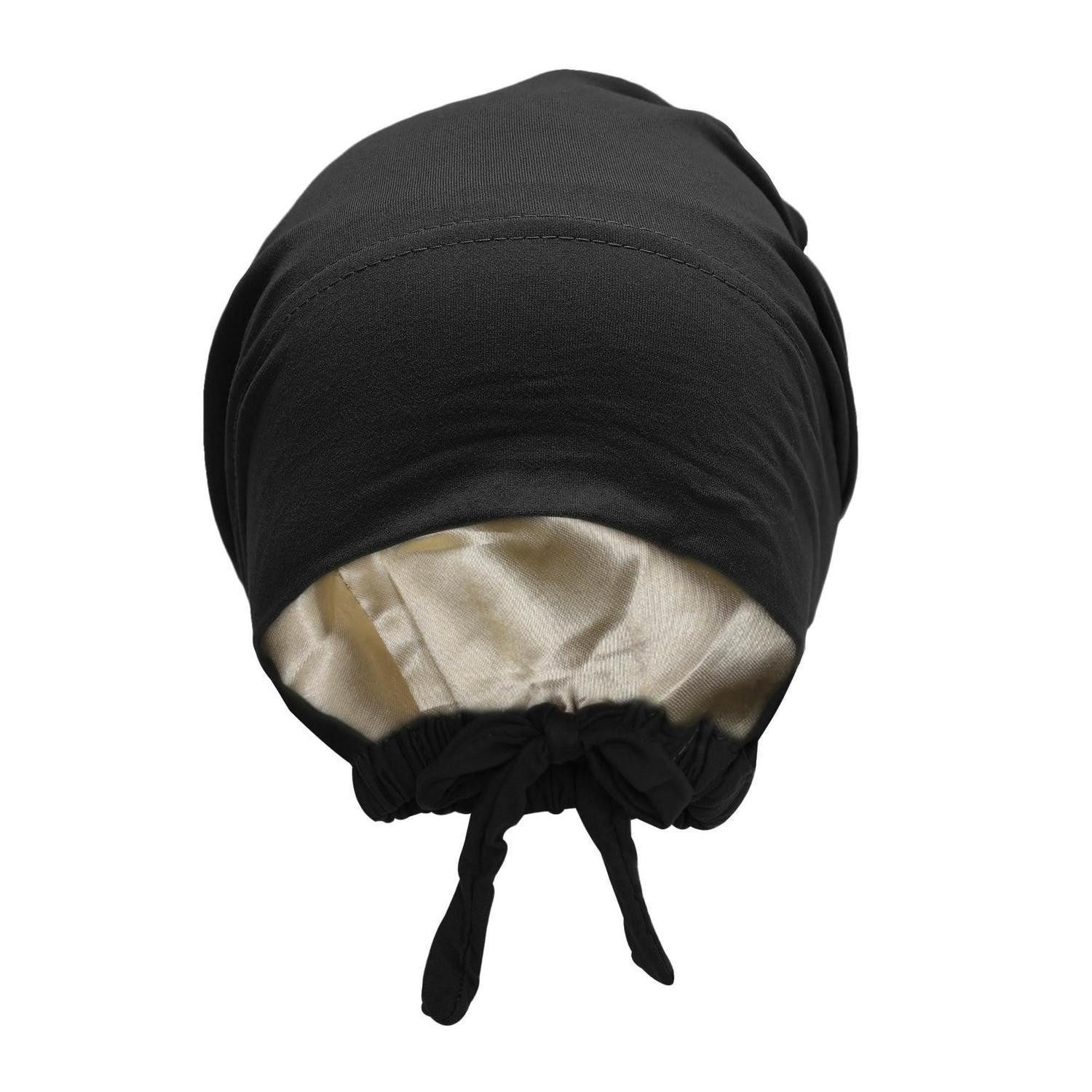 LuxusKollektion Hijab Hijab-Kappe Satin gefüttert Schwarz (1-St)