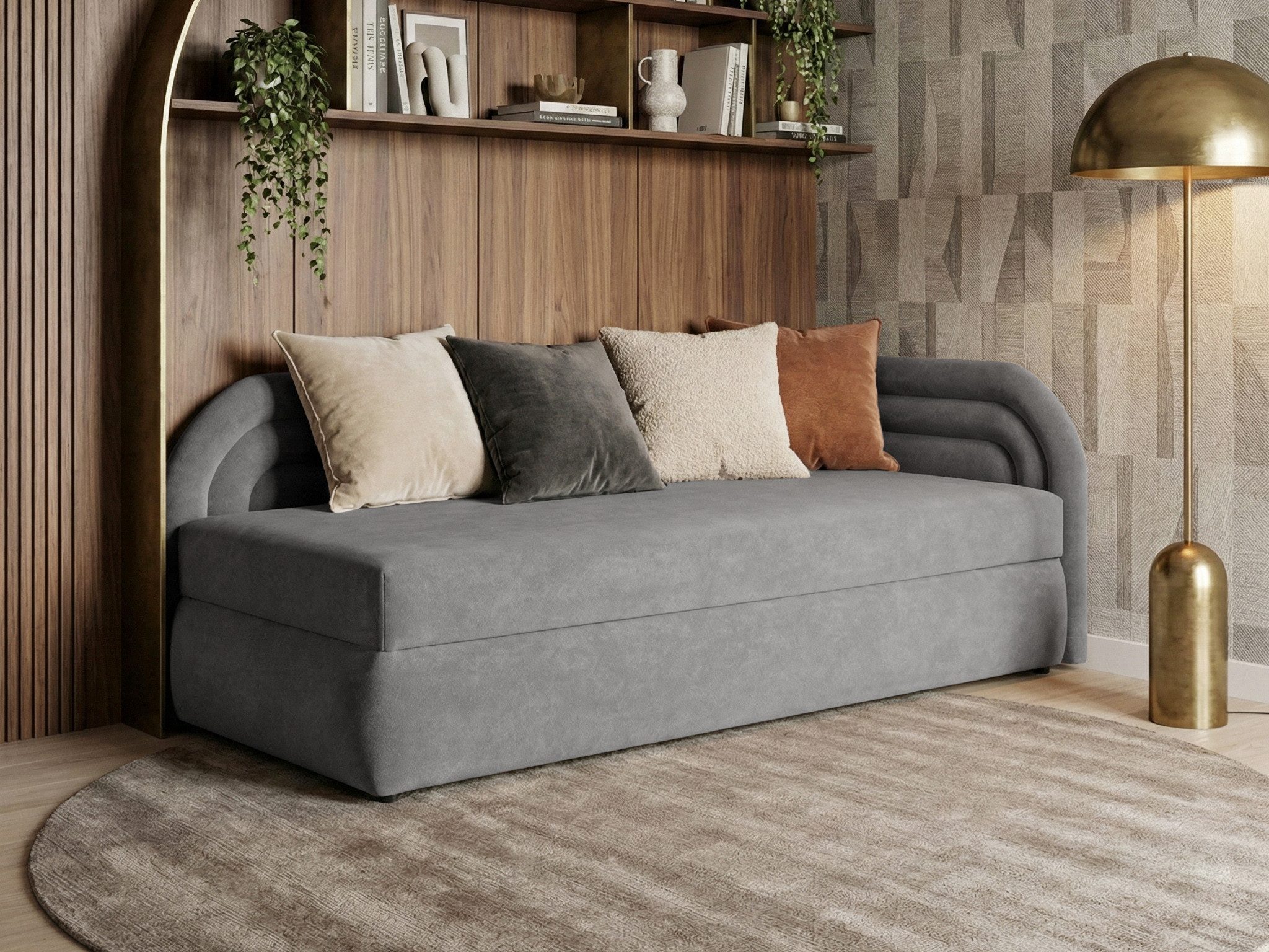 Beautysofa Einzelbett Cobi mit Bettkasten & Schlaffunktion (Einzelbett grau oder Dunkelbeige, Polsterbett 200x80 cm), modernes Jugendbett links oder rechts
