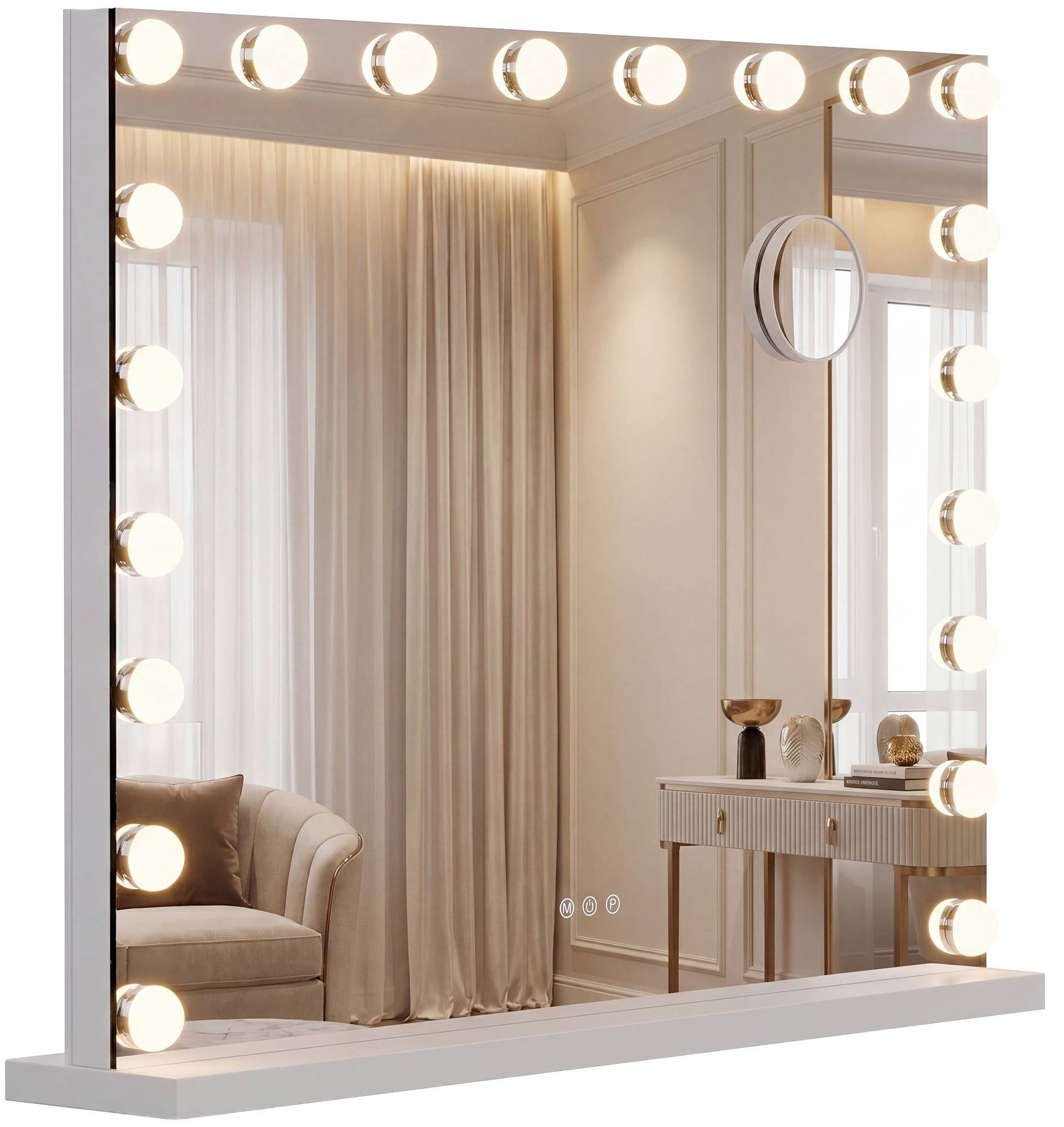 CLP Schminkspiegel Norlina (1er), Vergrößerungsspiegel (10-fach), LED, USB-Ports