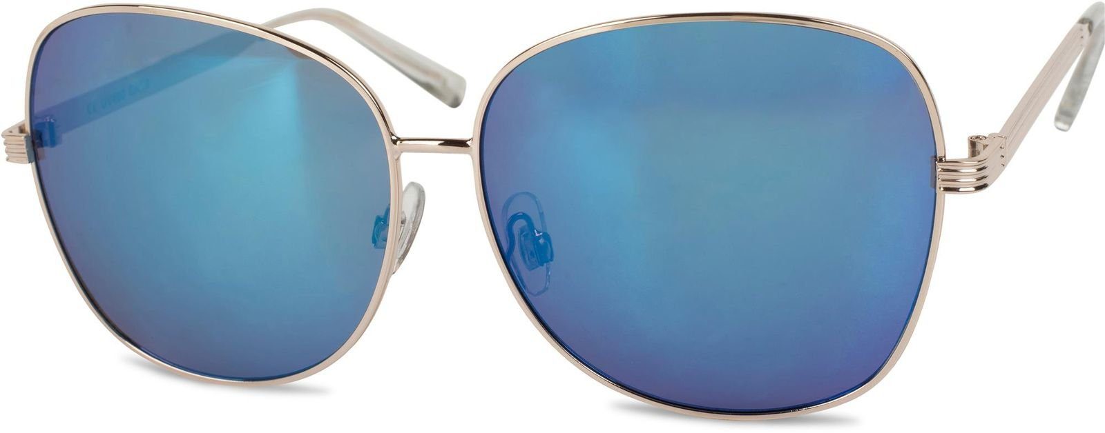 styleBREAKER Sonnenbrille (1-St) Verspiegelt Gestell Gold / Glas Blau verspiegelt