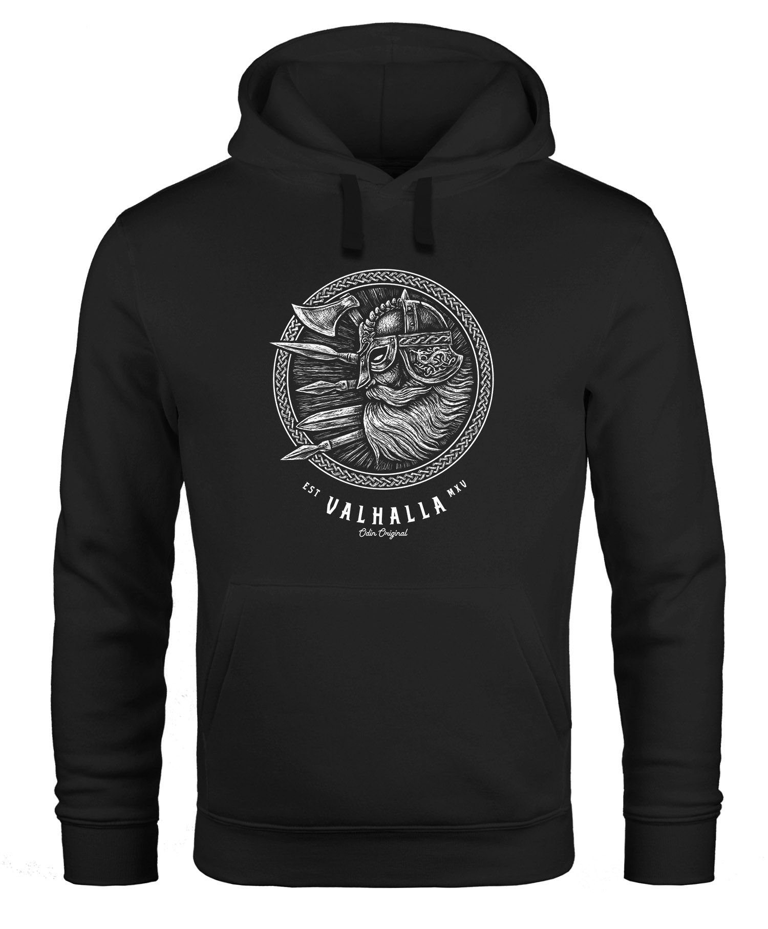 Neverless Hoodie Hoodie Herren Valhalla Odin Emblem Print Kapuzen-Pullover Männer Vikings Wikinger Neverless®