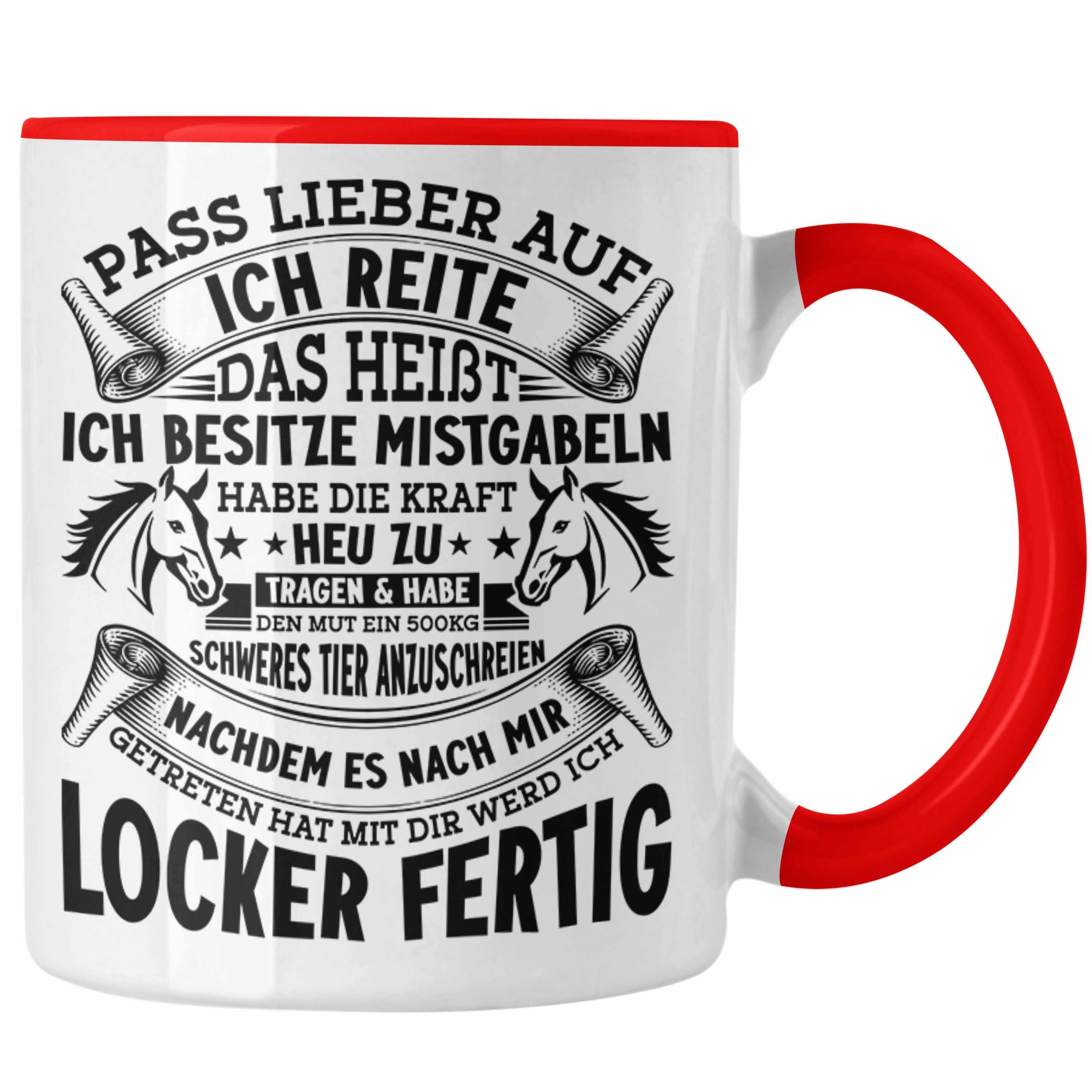 Trendation Tasse Reiterin Tasse Spruch Geschenk Pferde-Liebhaberin Geschenkidee Mädchen Rot