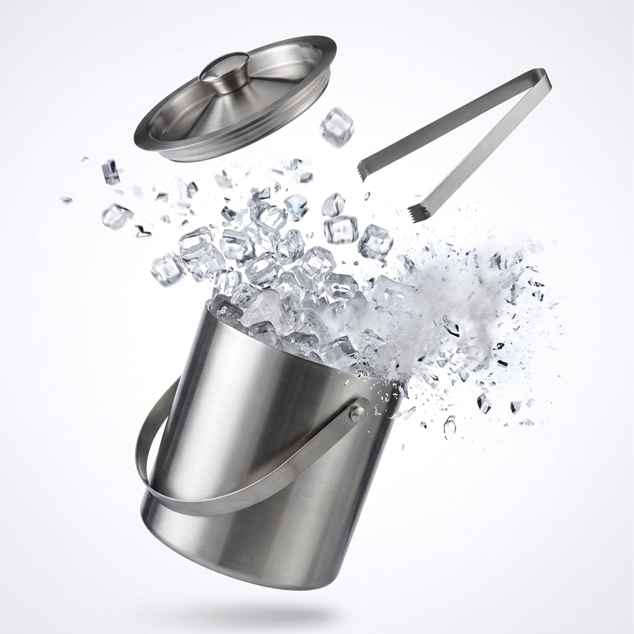 relaxdays Eiseimer Eisbehälter mit Eiszange für 1,5 L