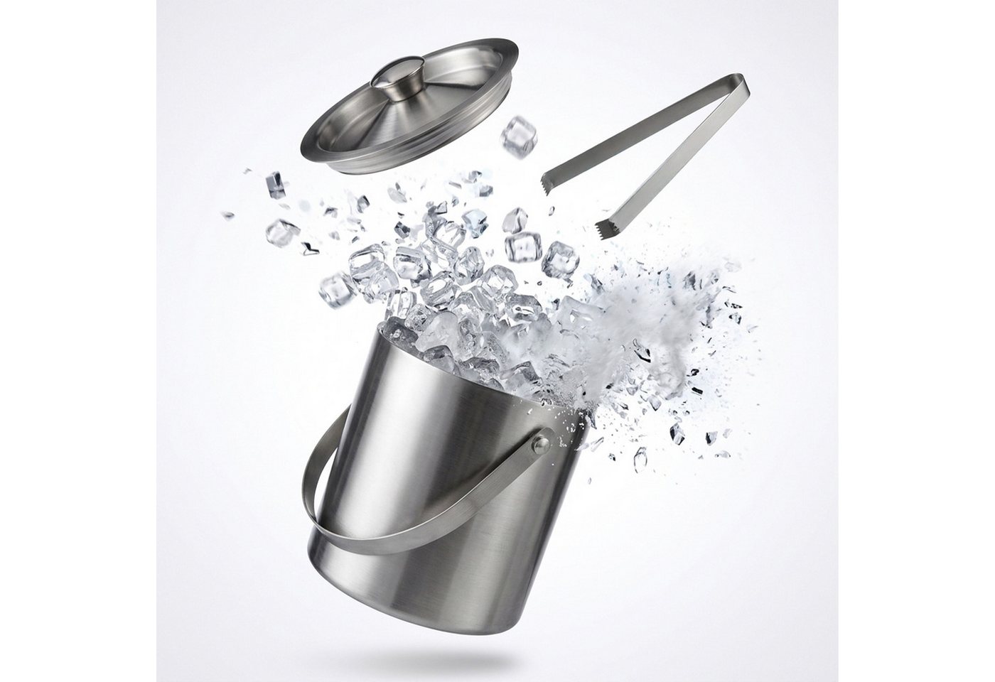 relaxdays Eiseimer Eisbehälter mit Eiszange für 1,5 L