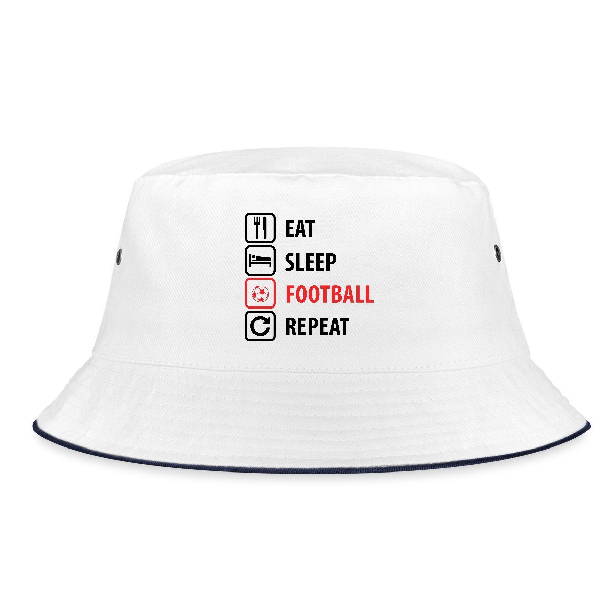 Spreadshirt Sonnenhut Eat Sleep Football Repeat Humor Fußball Bucket Hat (1-St)