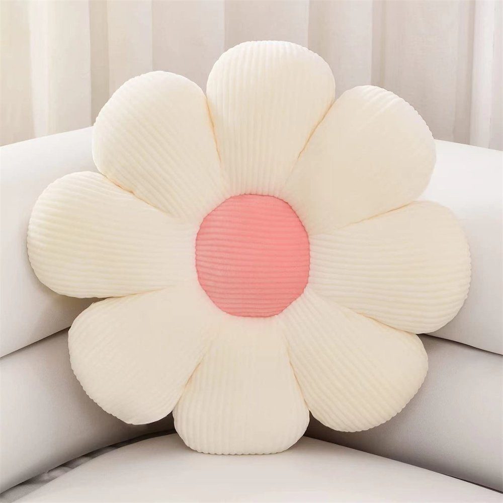 HAMÖWO Stuhlkissen Blumenboden Kissen Blumenförmiges Plüsch-Dekor Sitzkissen Sofa Dekor Weiß