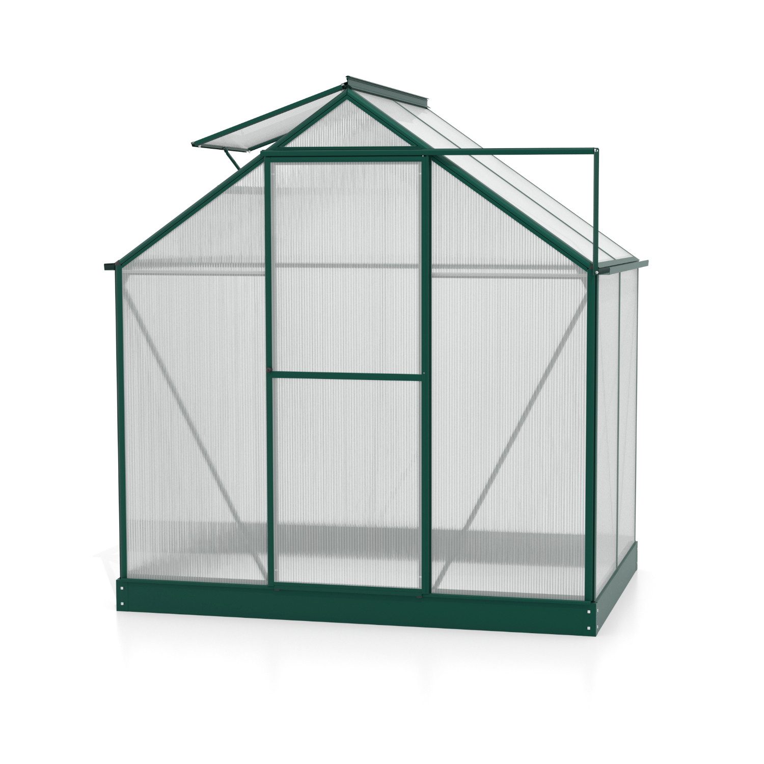 Vitavia Gewächshaus Triton 2500, 4 mm Wandstärke, mit 4 oder 6 mm HKP, mit Regenrinne I Schiebe- und Schwingtür in einem