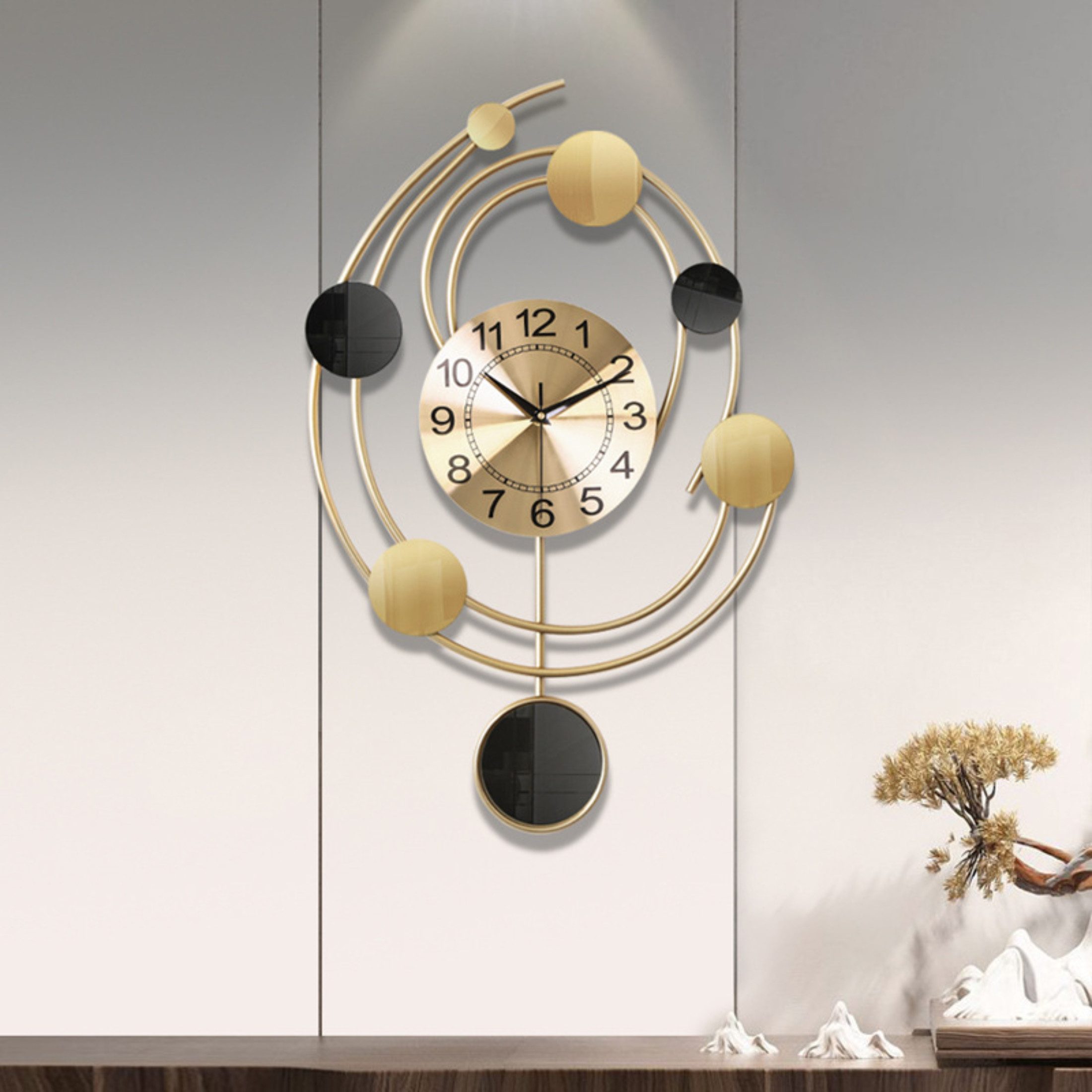YINDN Wanduhr Metall Wohnzimmer Uhr,40.5 * 64 cm, Wanduhr, günstig online kaufen