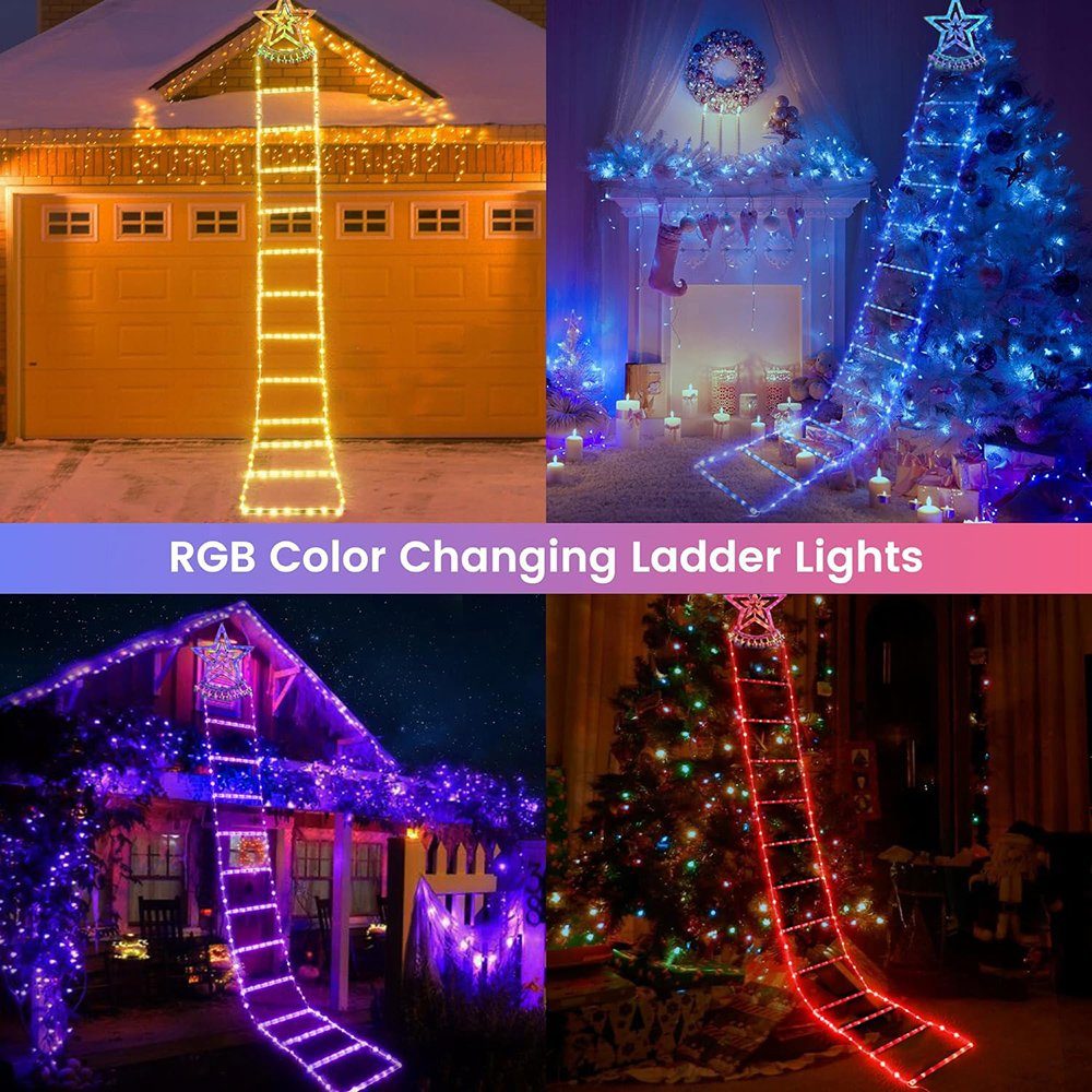 USB, Timer, LED-Lichterkette Lichterkette Sunicol Leiter RGB Innen Deko, mit Party 1.5/3m Garten Außen LED Hängend, Weihnachtsmann, Weihnachtsbeleuchtung,
