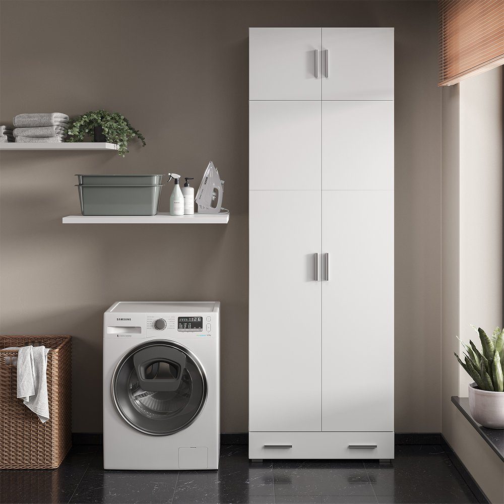 Vicco Aktenschrank Ingo, Weiß, 80 x 240 cm mit Schrankaufsatz und Schublade (1-St)