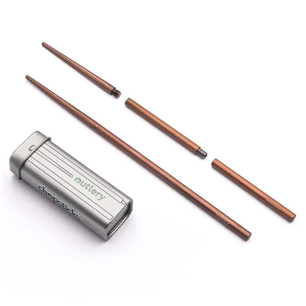 Outlery Besteck-Set Reise-Essstäbchen Edelstahl mit Aufbewahrungsdose - Rosegold Asia (3-tlg), 1 Personen, Edelstahl, ultra kompakt, für Reisen, für eine Person