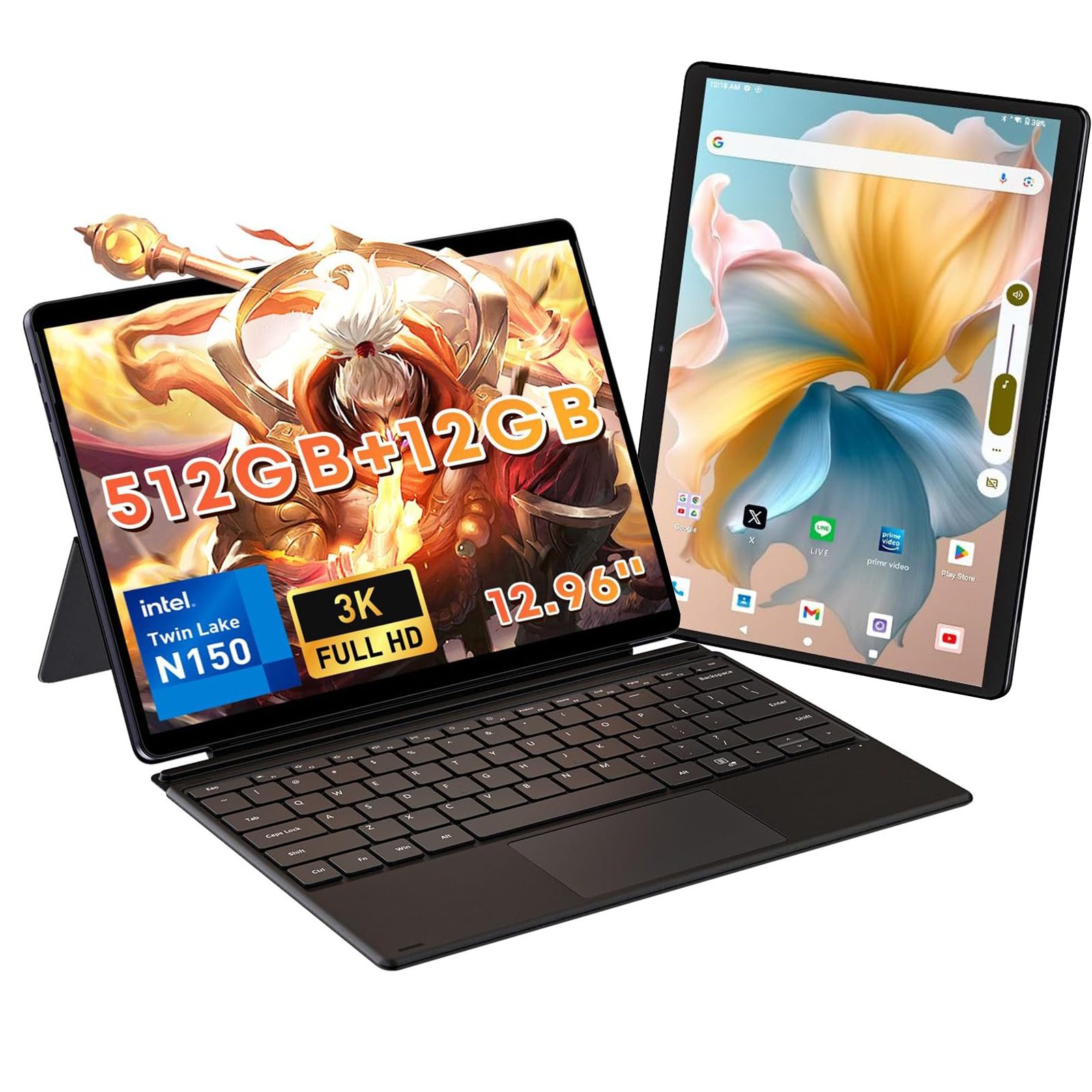 CHUWI Hi10 Max Set Intel N150,2 in 1 laptop,12+512GB Notebooks Windows 11 Notebook (33 cm/12.96 Zoll, ‎Intel 3.6 GHz intel_n150 Intel N150, UHD Graphics, 512 GB SSD, 4-core CPU,Intel N150,2 in 1 laptop windows,Touchscreen-Bedienung)