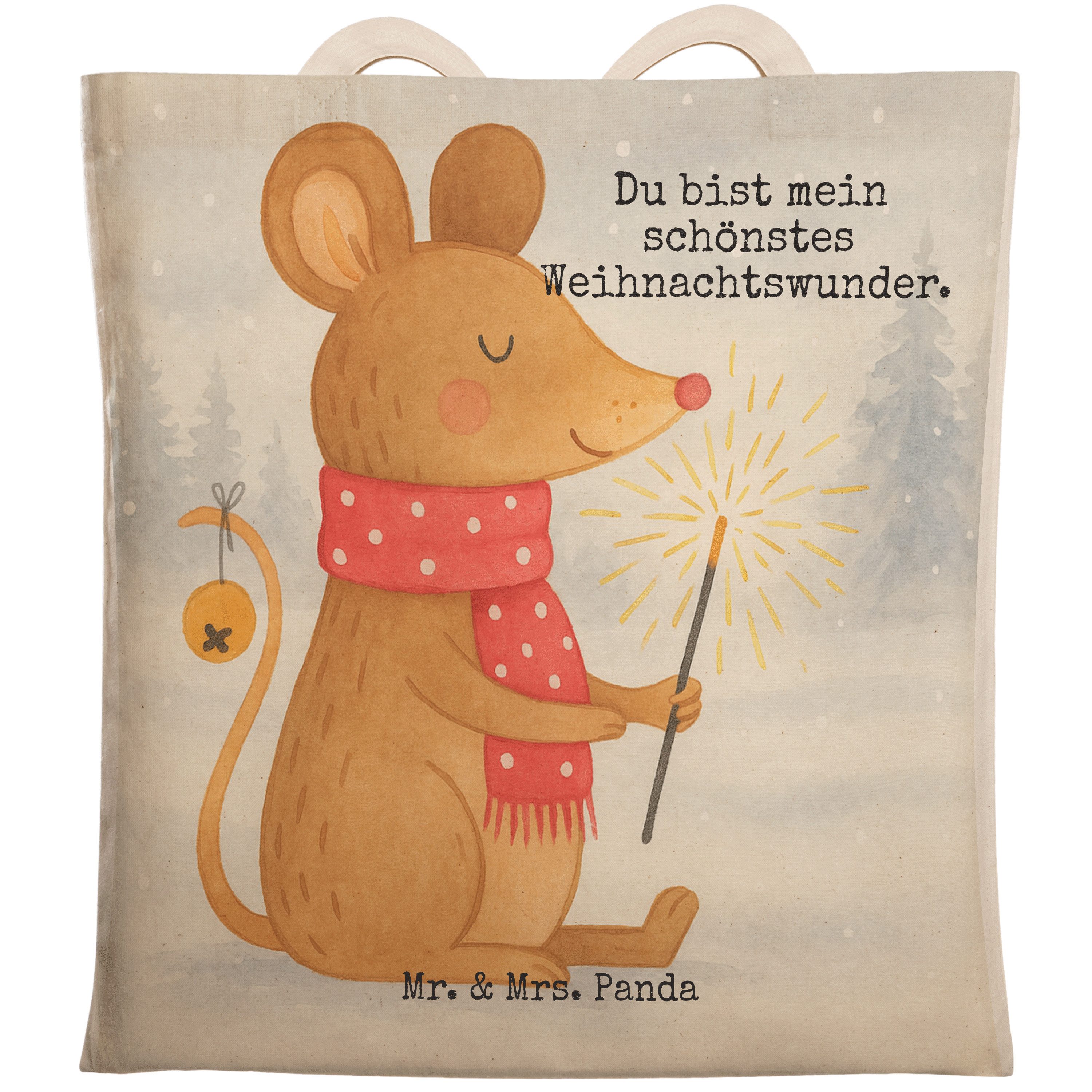 Tragetasche Maus Weihnachten Design, Stofftragetasche, Weiß, Weihnachtsgruß, Eink