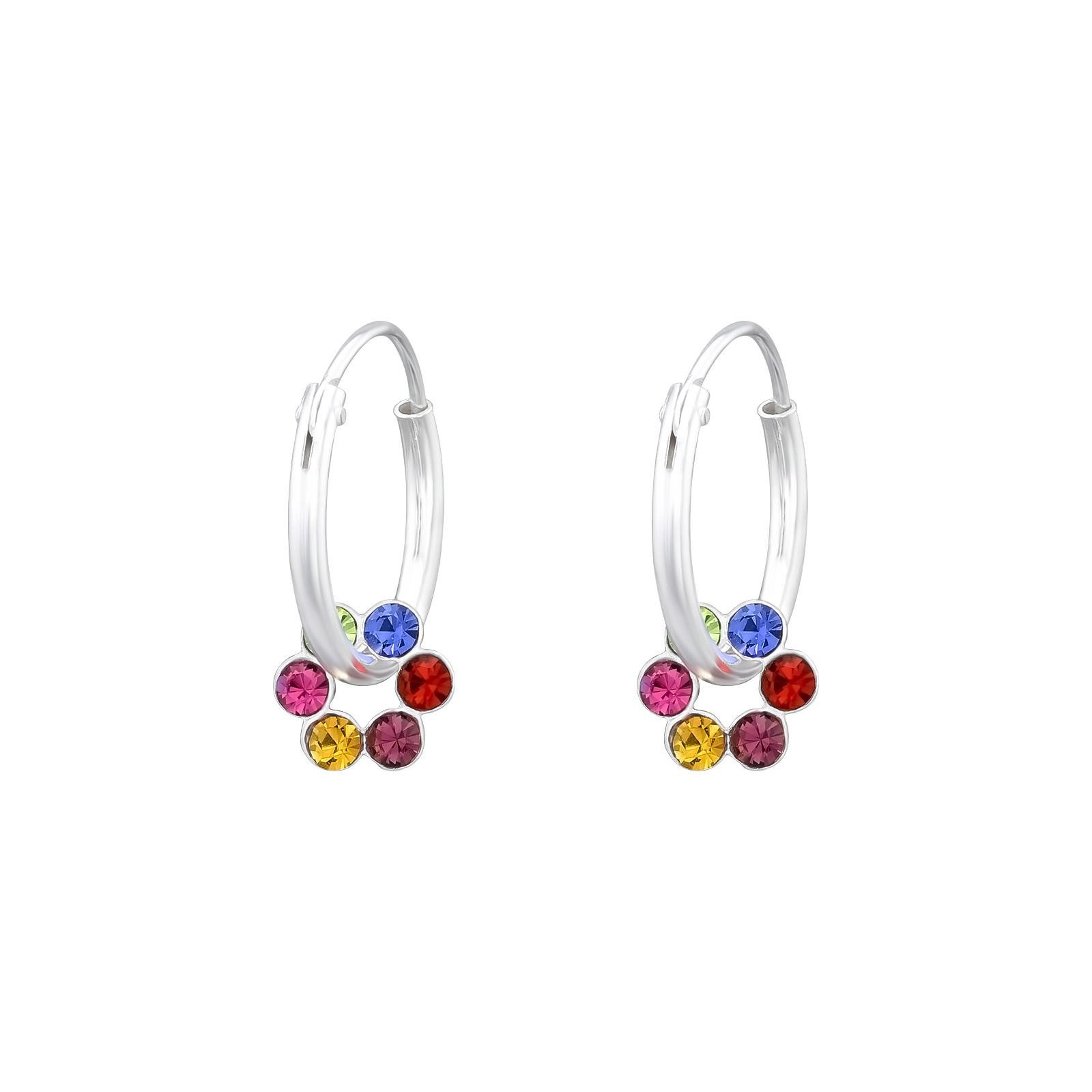 Monkimau Ohrring-Set Blume Kinder Creolen Ohrringe 925 Silber Ohrstecker, Hypoallergen