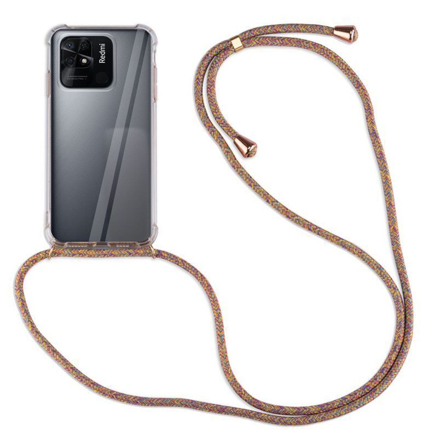 betterfon Handykette für Xiaomi Redmi 10C Handyhülle mit Band & Kordel Bumper Rainbow, Hände frei – mit Silikonhülle & Schnur für flexiblen Alltag