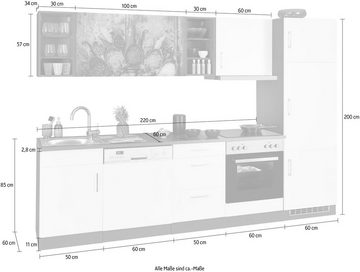 HELD MÖBEL Küchenzeile »Paris«, mit E-Geräten, Breite 280 cm