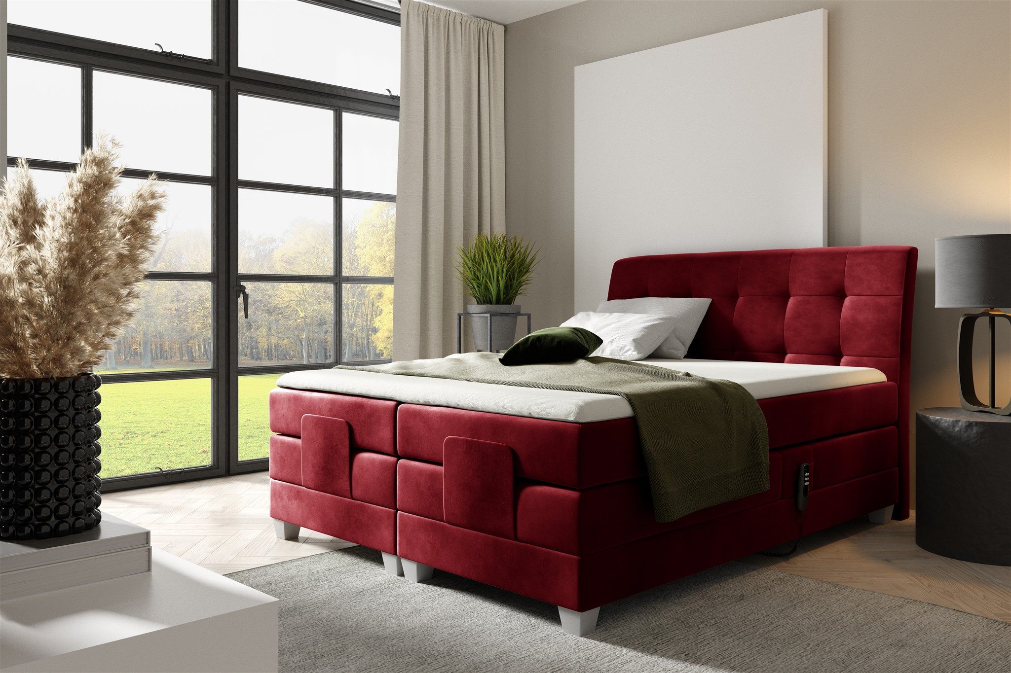 Fun Möbel Boxspringbett Schlafzimmerbett FRANCO Elektrisch in Stoff Fresh (inkl. Topper), Matratzen elektrisch verstellbar