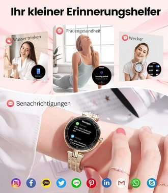 Lige Smartwatch (1,1 Zoll, Android, iOS), mit Telefonfunktion IP68 Wasserdicht, 123+ Sportmodi Herzfrequenz
