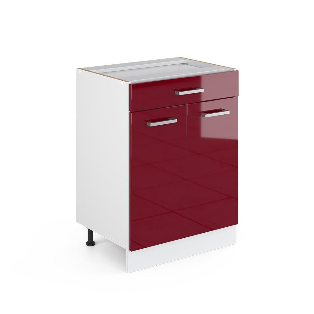 Vicco Unterschrank R-Line, Bordeaux Hochglanz/Weiß, 60cm, günstig online kaufen
