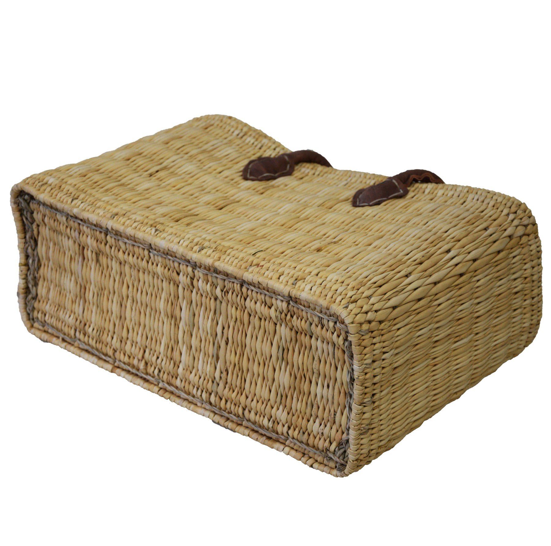 SIMANDRA Einkaufskorb Seegraskorb, 15 l, Groß mit langem Trageriemen