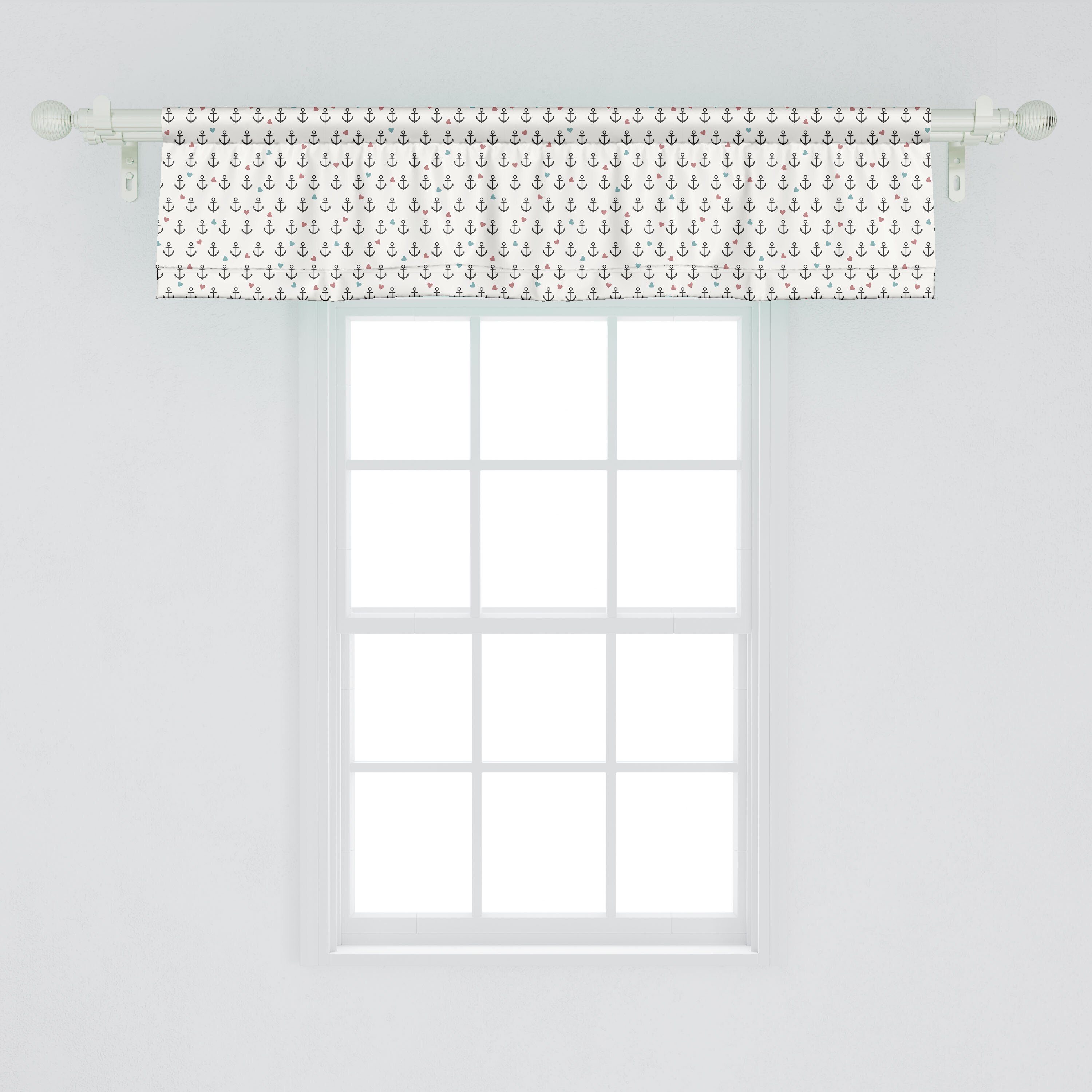 Scheibengardine Vorhang Volant für mit Küche Urlaub Dekor Microfaser, Stangentasche, Bunt Abakuhaus, Schlafzimmer Herz-Seemann
