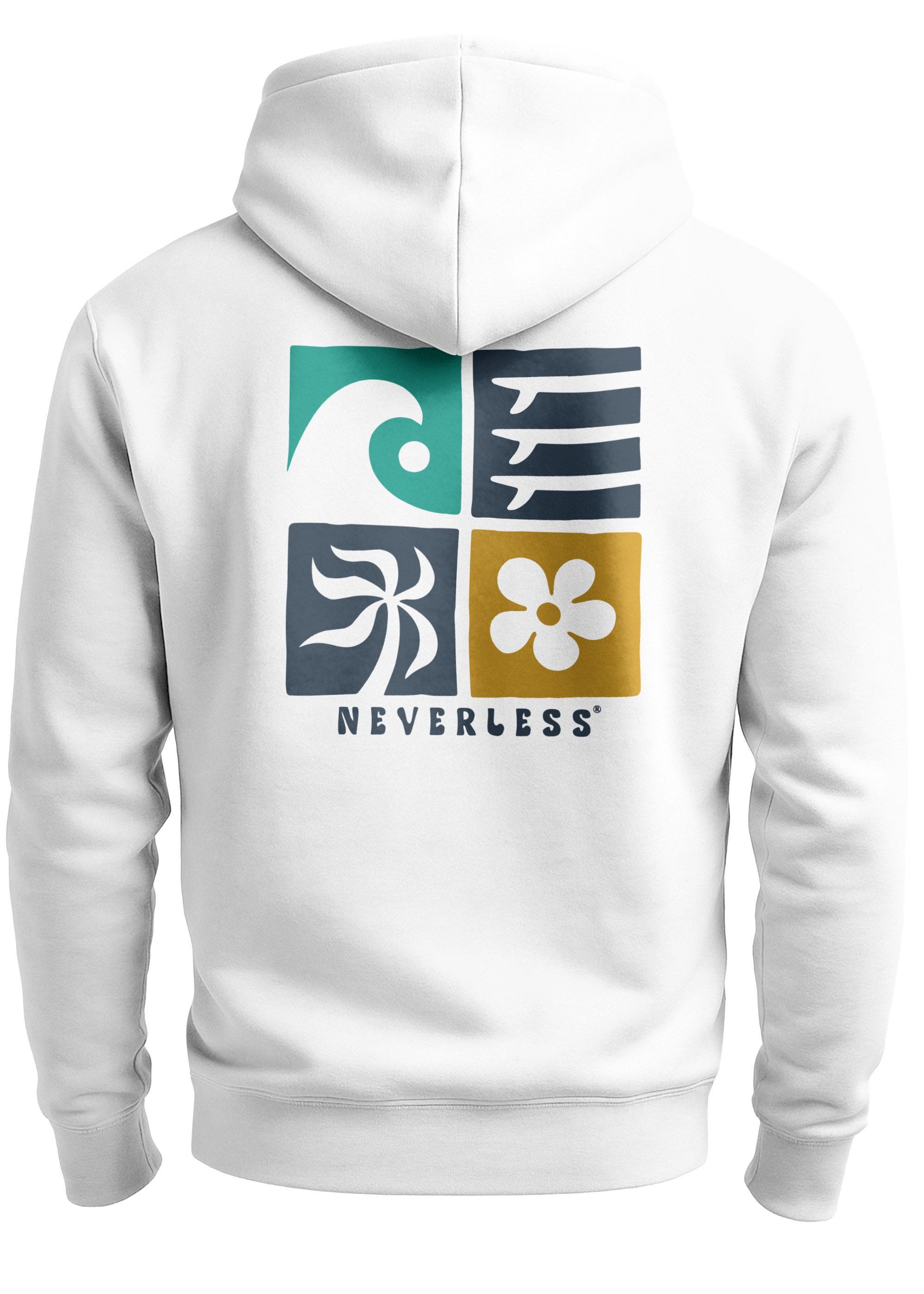 Neverless Hoodie Hoodie Backprint Herren Surfer Style Rückenaufdruck Icons günstig online kaufen