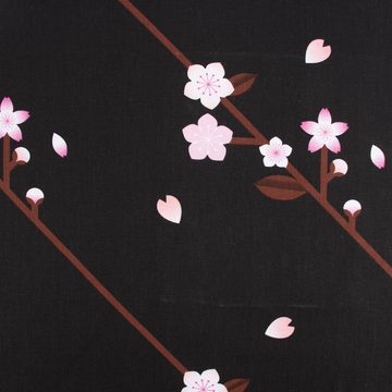 Rico Design Stoff Rico Design Canvas Baumwollstoff Kirschblüten schwarz rosa 50x140cm