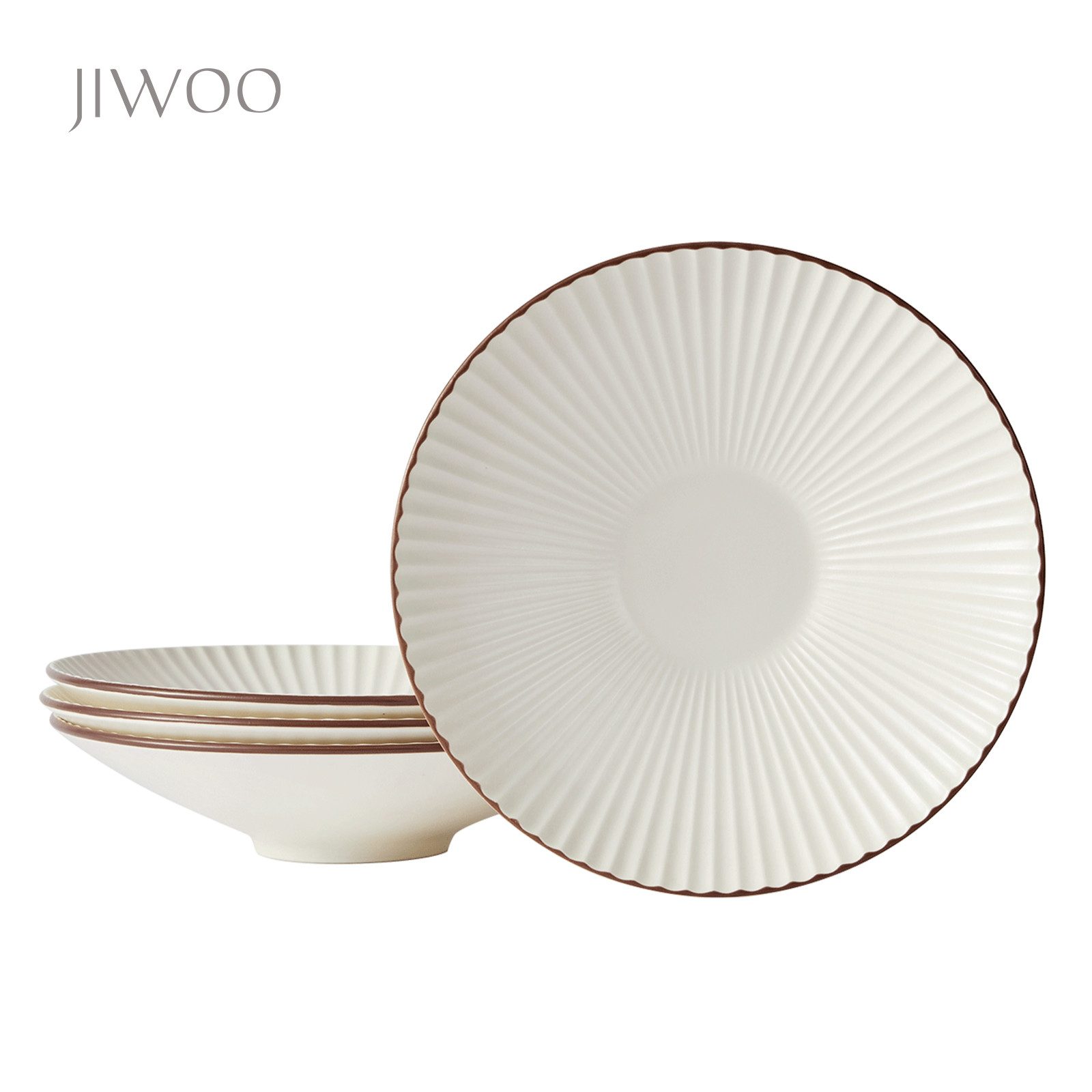 JIWOO Тарелки 4er,Ø25cm,Japanische Ramenteller,Salatteller,Pastateller, (4 St), Spülmaschinen- und mikrowellengeeignet,Stapelbares Design