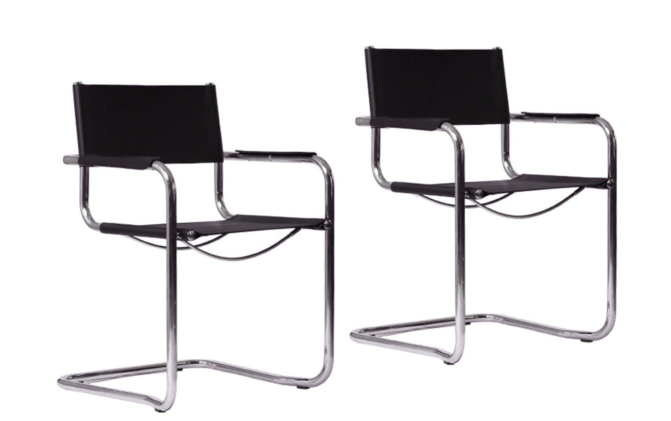 pemora Freischwinger Schwingstuhl Stapelstuhl Esszimmerstuhl 2-er Set KAY Leder