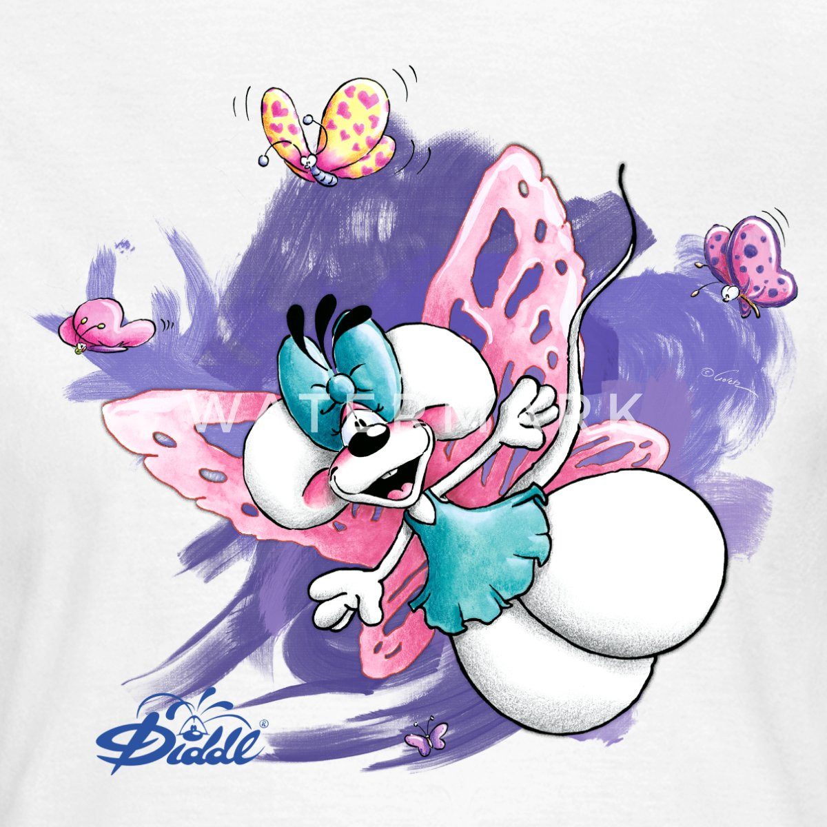 Spreadshirt T-Shirt Diddl Diddlina Mit Schmetterlingsflügeln Frauen T-Shirt günstig online kaufen