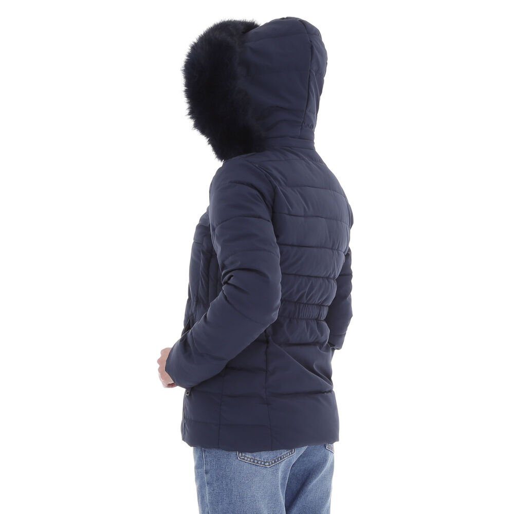 Ital-Design Steppjacke Damen Freizeit Kapuze Gefüttert (abnehmbar) in Winterjacke Dunkelblau