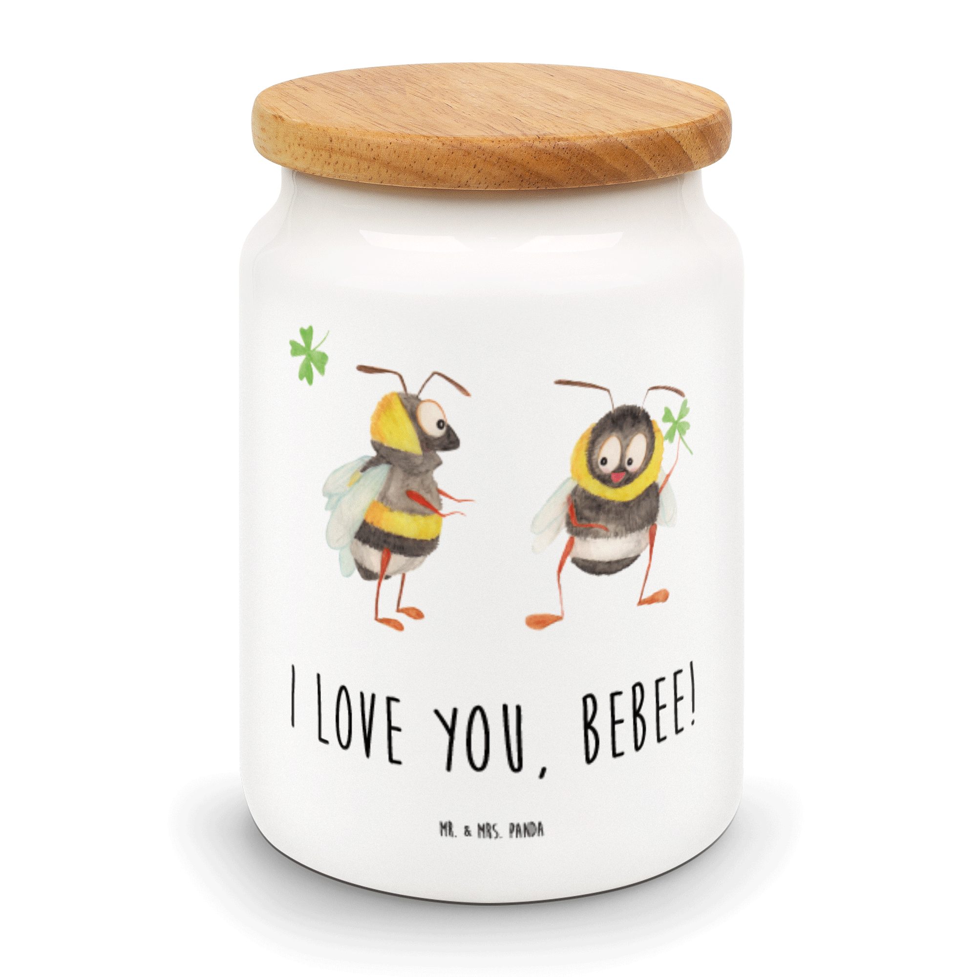 Mr. & Mrs. Panda Vorratsdose Bienen Paar - Weiß - Geschenk, Freund, Keramikdose, Vorratsbehälter, Keramik, (1-tlg)