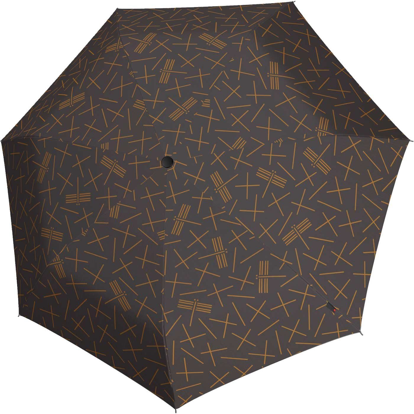 Knirps® Taschenregenschirm leichter, Schirm Damen, kompakter geschützt kleiner, Hard-Case-Etui für durch das grau gut
