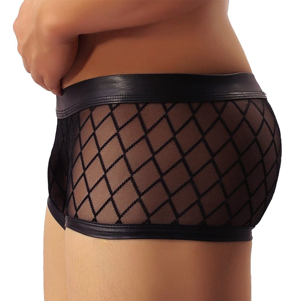Lau-Fashion Boxershorts Boxershorts Transparent Netz Slip Lack Leder Wetloo günstig online kaufen