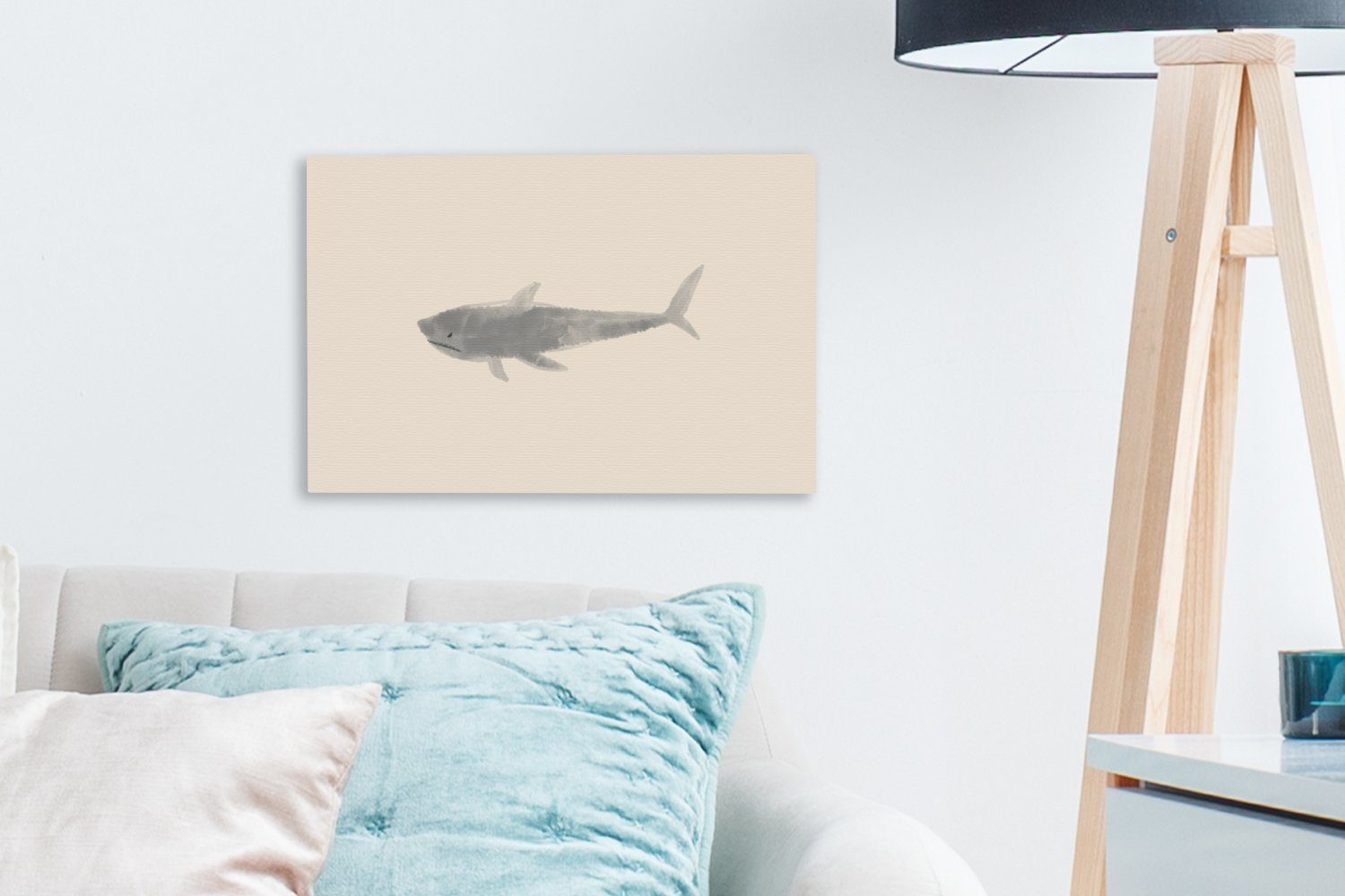OneMillionCanvasses® Leinwandbild Fische Leinwandbilder, Meerestiere St), 30x20 - - cm - Aufhängefertig, Aquarell, Wandbild Wanddeko, (1 Pastell