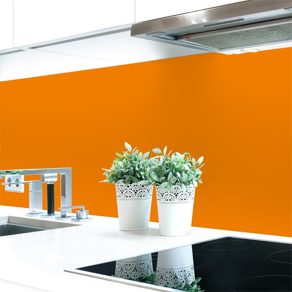 DRUCK-EXPERT Küchenrückwand Küchenrückwand Orangetöne Unifarben Premium Hart-PVC 0,4 mm selbstklebend Hellrotorange ~ RAL 2008