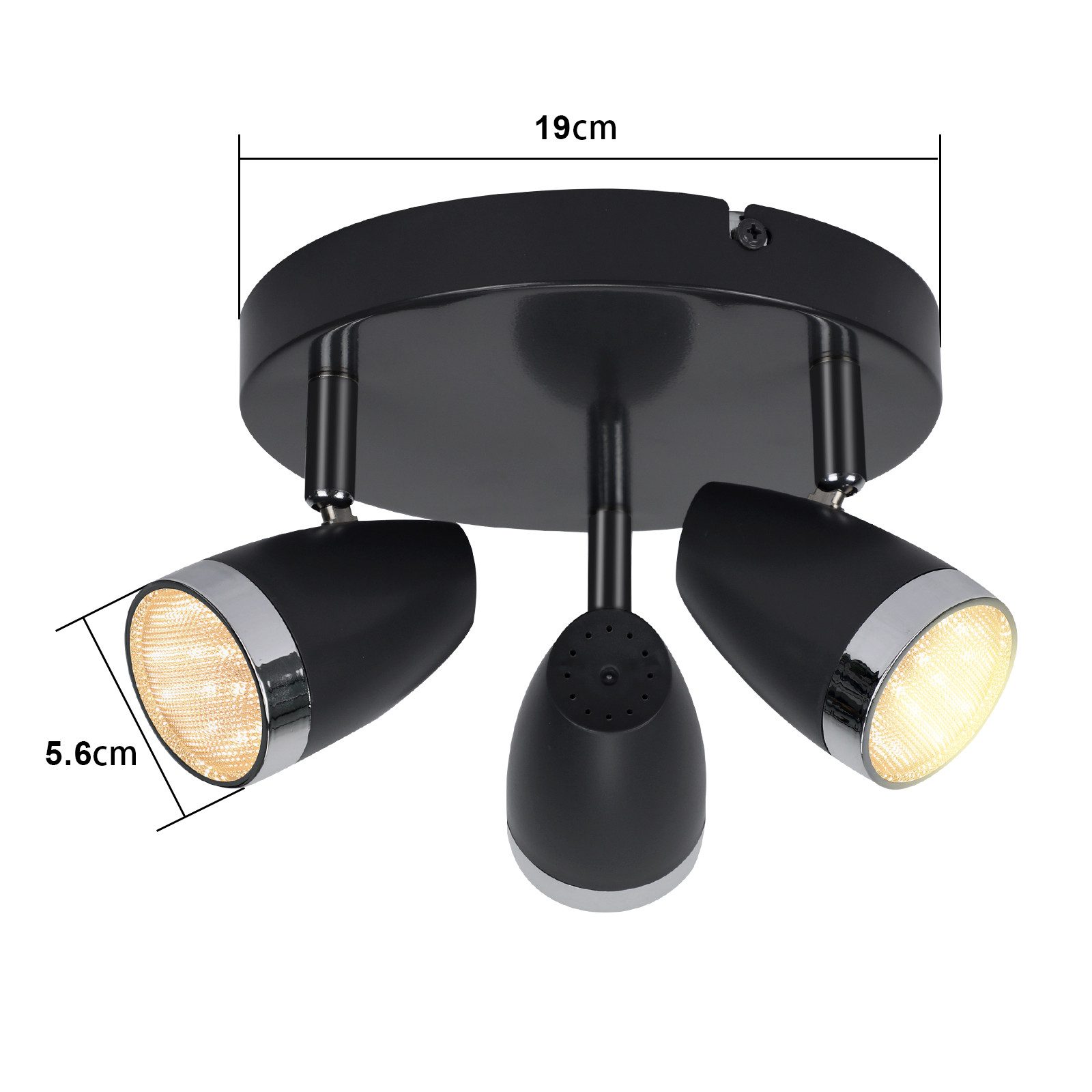 ZMH Deckenstrahler 1/2/3/4 Flammig 4/6/12/16W Deckenlampe schwenkbar 350° Wohnzimmer, Augenschutz, Einfache Installtion, LED fest integriert, Warmweiß, Schwarz 3000K schwenkbar 350° Deckenspot Flur Schlafzimmer