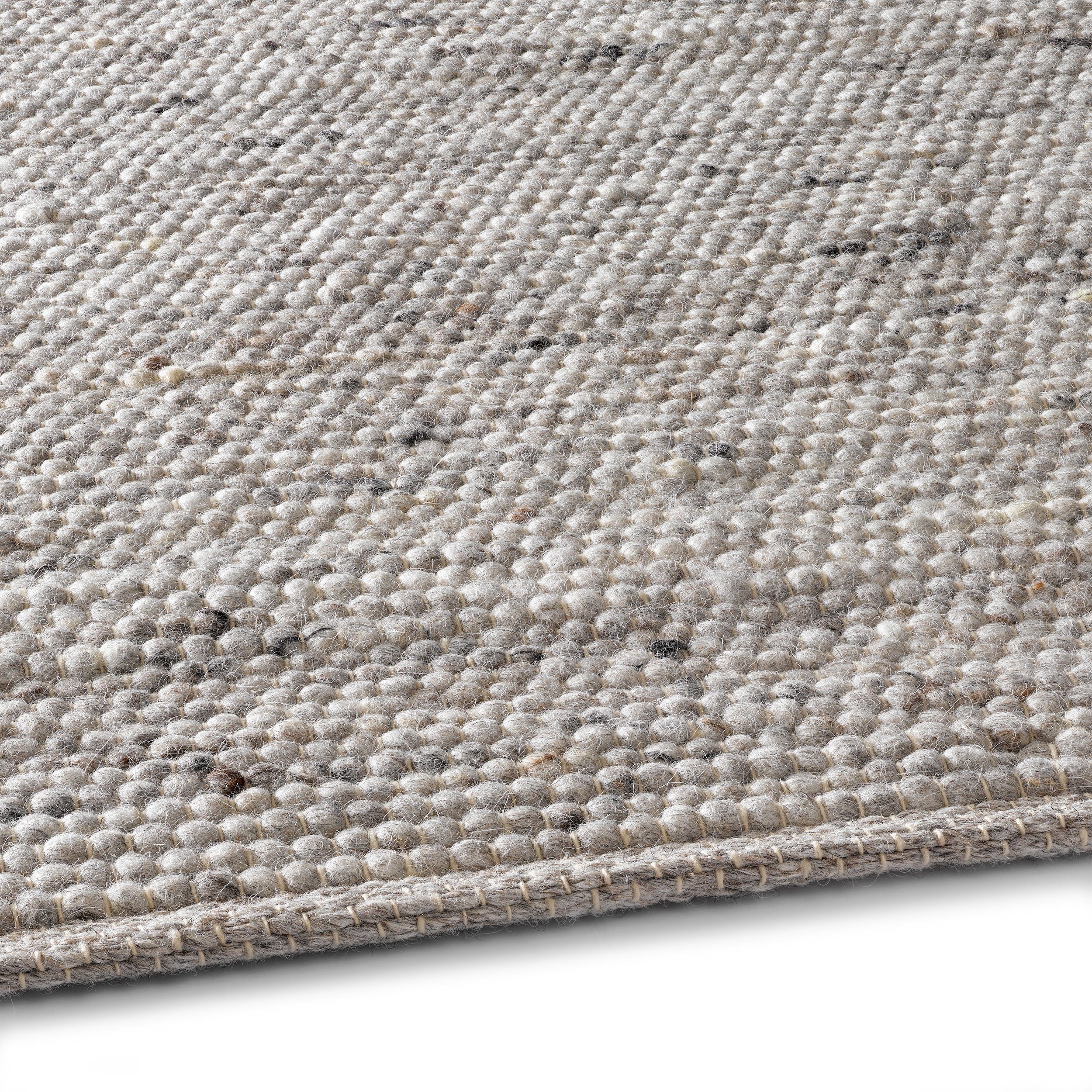 TaCa Home Wollteppich Gewalkter Handweb Woll-Teppich, rechteckig, Höhe: 10 mm, Grau Meliert - 60 x 120 cm