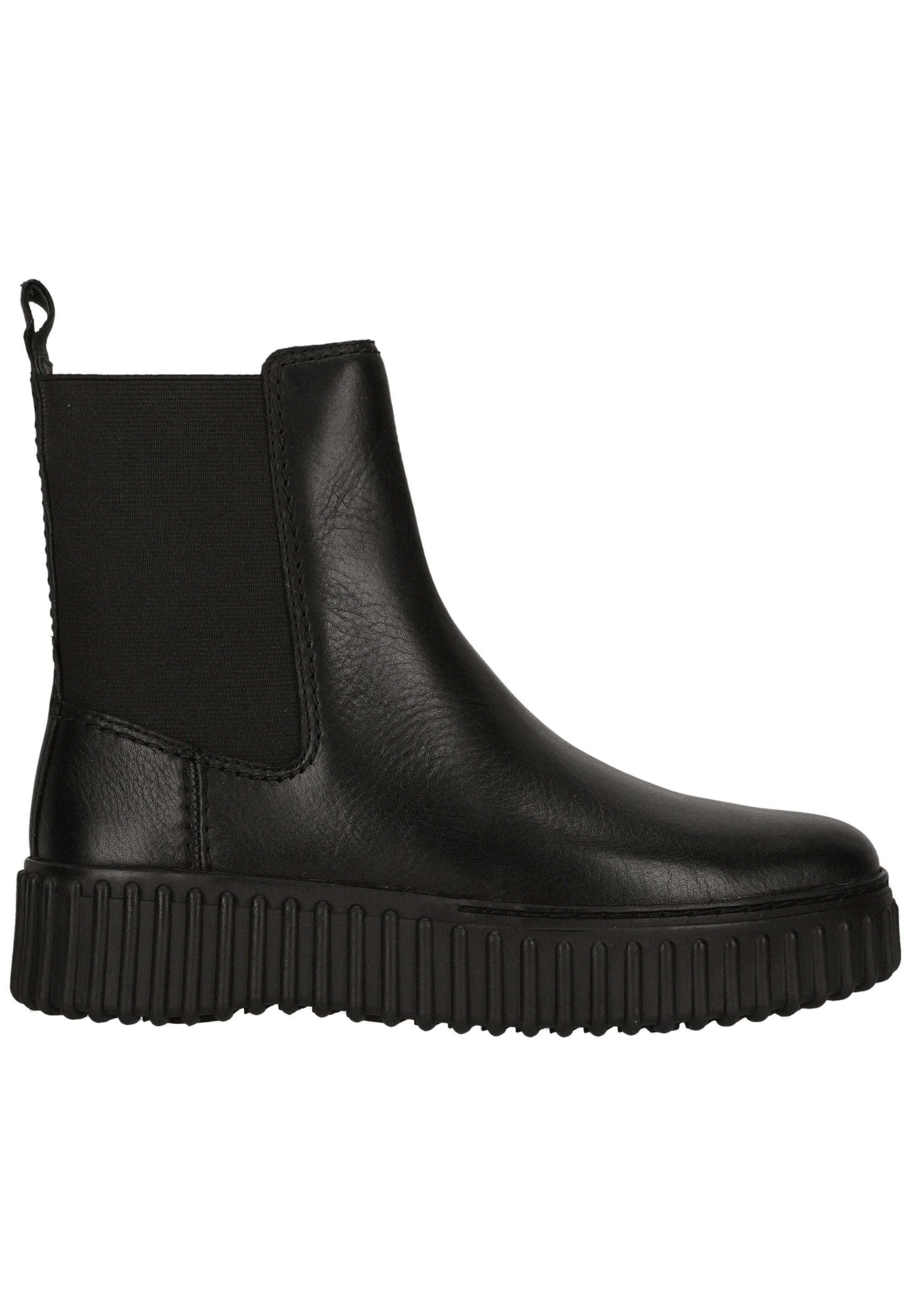 Clarks Torhill Maple Black Leather Stiefelette mit charakteristischer, gerippter Sohle