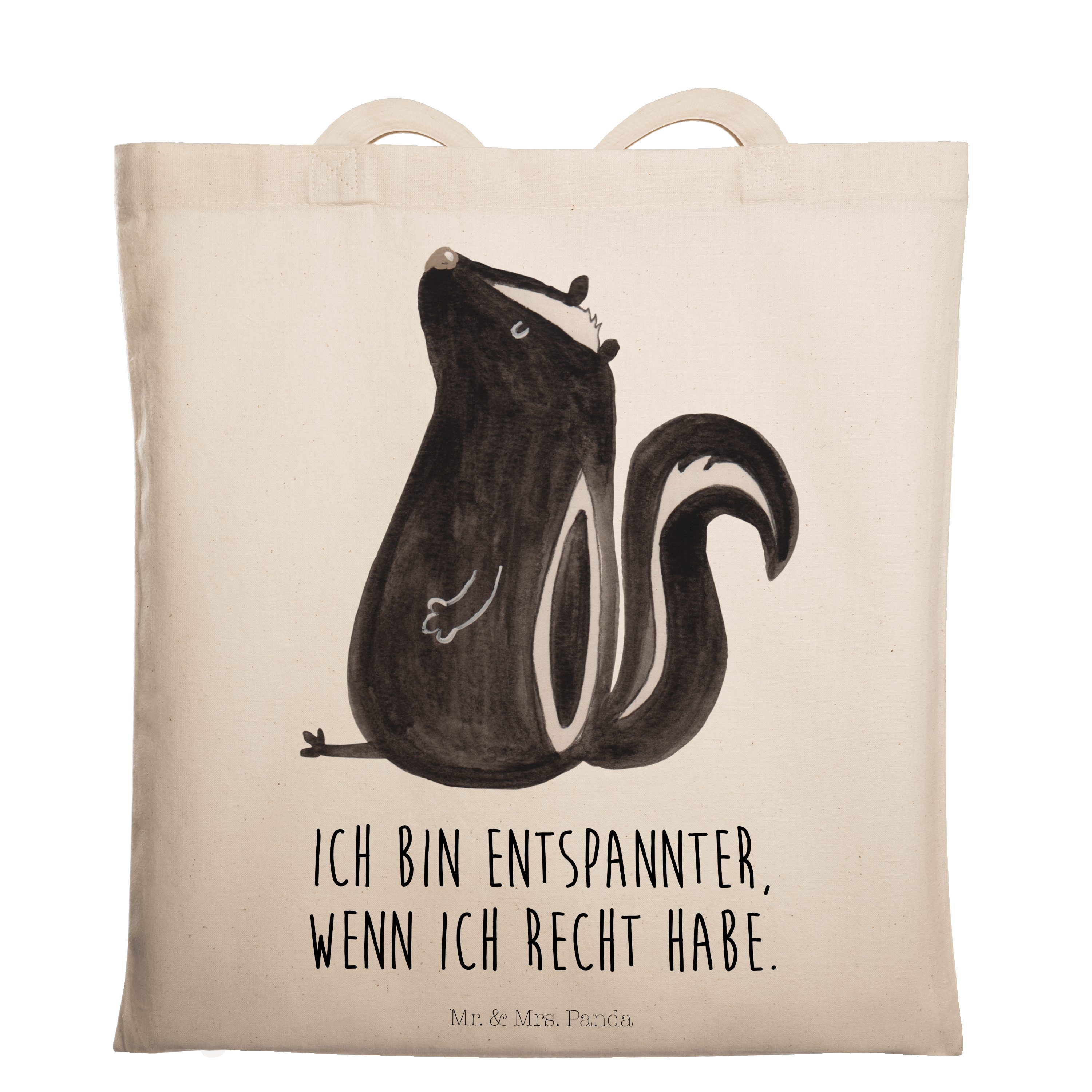 Mr. & Mrs. Panda Tragetasche Stinktier sitzend - Transparent - Geschenk, Beuteltasche, Wildtier, S (1-tlg)