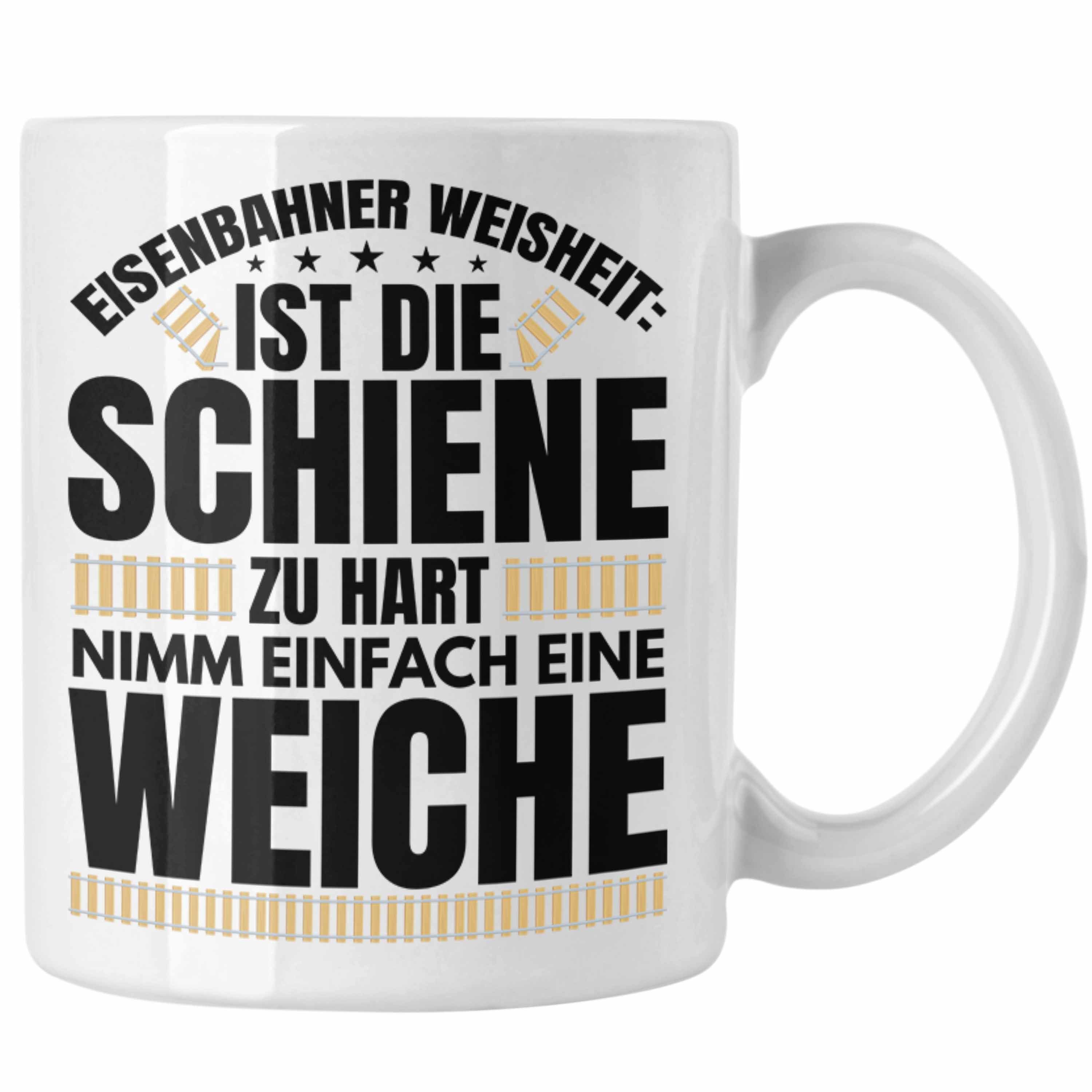 Weiche Trendation Geschenk Eisenbahner Eisenbahn - Tasse Trendation Lokomotive Modelleisenbahn Tasse Weiss Geschenkidee Spruch Lokführer