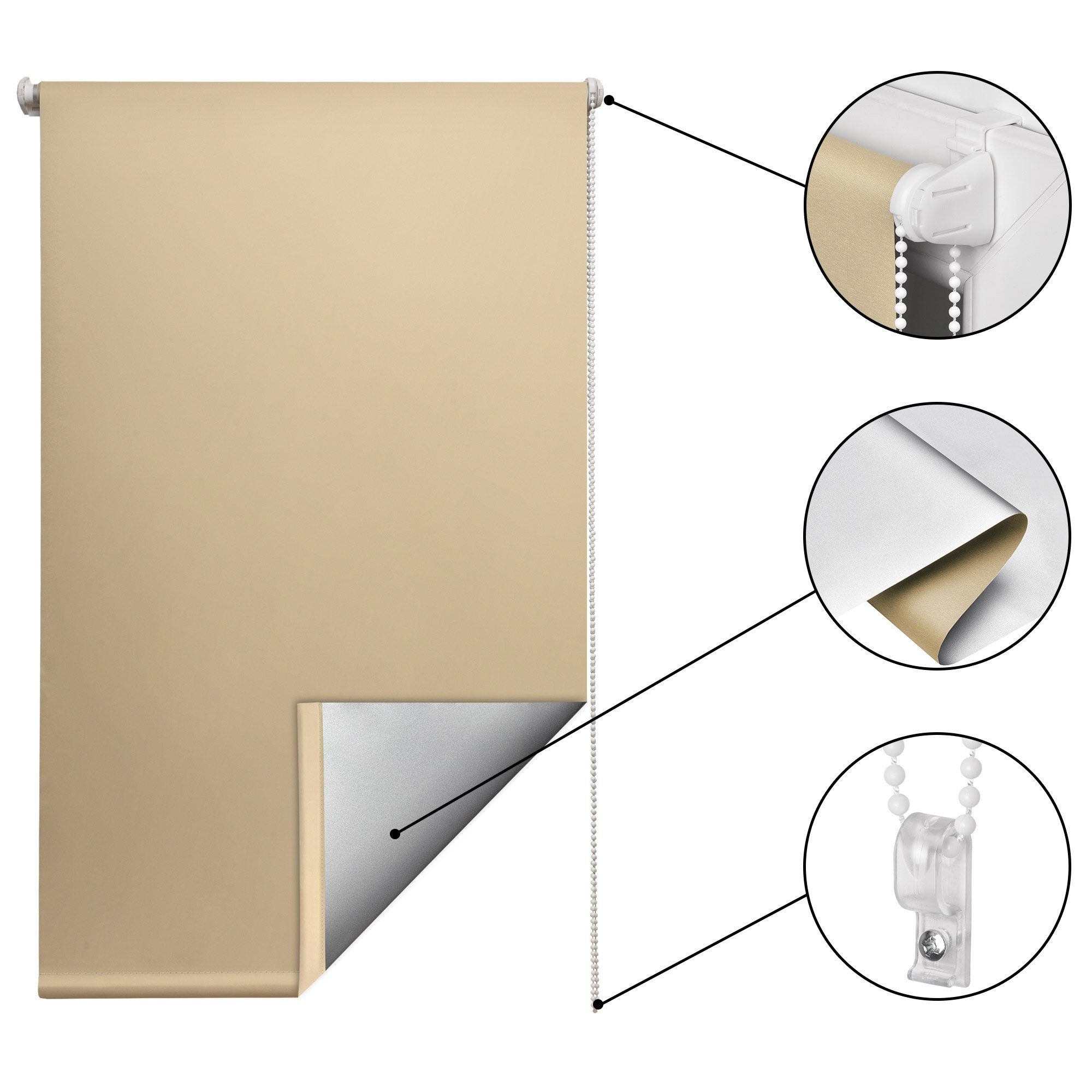 Rollo Thermorollo SolReflect T42, 40x160cm, Creme, Verdunkelung, Sol Royal, Rollos für Fenster ohne Bohren mit Thermobeschichtung Wärmeschutz